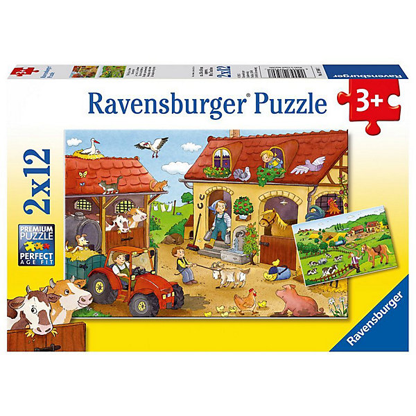 Пазл «Работа на ферме», 2х12 деталей, Ravensburger Пазл «Работа на ферме», 2х12 деталей, RavensburgerПазлы для малышей<br>Пазл «Работа на ферме», 2х12 деталей, Ravensburger (Равенсбургер).<br><br>Характеристика:<br><br>• Материал: картон. <br>• Размер упаковки: 19х28х4 см. <br>• Размер готовой картинки: 19х26 см. <br>• Количество деталей: 24 (2 пазла по 12 деталей).<br><br>В этом наборе целых два пазла, которые так интересно собирать! Яркая картинка, красочно изображающая жизнь на ферме, станет отличным украшением детской или же замечательным подарком, сделанным своими руками. Собирание пазлов - увлекательное и полезное занятие, развивающее моторику рук, внимание, усидчивость и образное мышление. <br><br>Пазл «Работа на ферме», 2х12 деталей, Ravensburger (Равенсбургер) можно купить в нашем интернет-магазине.<br><br>Ширина мм: 280<br>Глубина мм: 198<br>Высота мм: 38<br>Вес г: 289<br>Возраст от месяцев: 36<br>Возраст до месяцев: 60<br>Пол: Унисекс<br>Возраст: Детский<br>Количество деталей: 12<br>SKU: 3109992