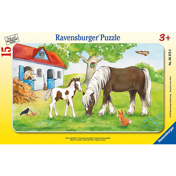Пазл «Кобыла с жеребенком», 15 деталей, Ravensburger Пазл «Кобыла с жеребенком», 15 деталей, RavensburgerПазлы для малышей<br>Пазл «Кобыла с жеребенком», 15 деталей, Ravensburger (Равенсбургер).<br><br>Характеристика:<br><br>• Материал: картон. <br>• Размер упаковки: 29,5х19 см. <br>• Размер готовой картинки: 25х14,5 см. <br>• Количество деталей: 15.<br><br>Дети обожают собирать пазлы. Это очень интересное и полезное занятие, которое поможет ребенку развить мелкую моторику, внимание, цветовосприятие, усидчивость и образное мышление. Получившаяся яркая картинка станет прекрасным украшением комнаты или же отличным подарком, сделанным своими руками. <br><br>Пазл «Кобыла с жеребенком», 15 деталей, Ravensburger (Равенсбургер), можно купить в нашем интернет-магазине.<br><br>Ширина мм: 299<br>Глубина мм: 190<br>Высота мм: 7<br>Вес г: 163<br>Возраст от месяцев: 36<br>Возраст до месяцев: 60<br>Пол: Унисекс<br>Возраст: Детский<br>Количество деталей: 15<br>SKU: 3136872