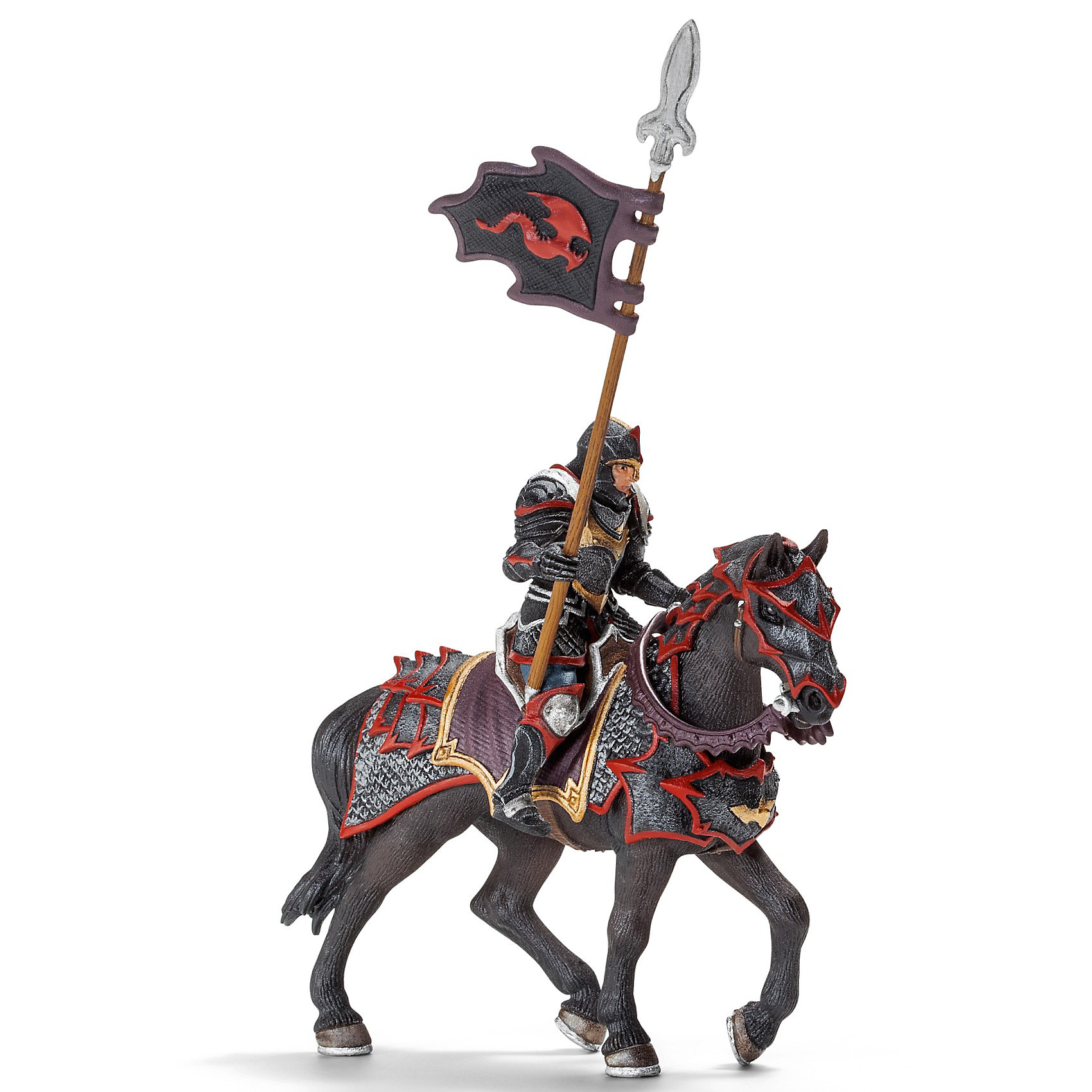Рыцарь на коне с копьем Орден Дракона, Schleich Рыцарь на коне с копьем Орден Дракона, SchleichСолдатики и рыцари<br>Рыцарь на коне с копьем Орден Дракона от Schleich (Шляйх) смело мчится на поле боя и ведет за собой остальных воинов. Рыцарь, отлично вооруженный доспехами, щитом и копьем на мощном боевом коне непобедим. Его лучший друг – Рыцарь Дракона с боевой секирой, они не раз выручали друг друга в беде.<br><br>Дополнительная информация:<br><br>-фигурка Рыцарь Дракона с копьем на коне, раскрашенная вручную, сделана из безопасного материала – каучукового пластика. <br>-всадник надежно крепится к лошади с помощью магнитов, встроенных в фигурку.<br>-размеры (ДхШхВ): 8,5х15х18 см<br><br>Рыцаря на коне с копьем Орден Дракона, Schleich (Шляйх) можно купить в нашем интернет - магазине.<br><br>Ширина мм: 204<br>Глубина мм: 170<br>Высота мм: 106<br>Вес г: 270<br>Возраст от месяцев: 36<br>Возраст до месяцев: 96<br>Пол: Мужской<br>Возраст: Детский<br>SKU: 3164158