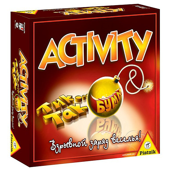 Набор игр ACTIVITY + Tик Так Бумм Набор игр ACTIVITY + Tик Так БуммИгры со словами<br>Настольная игра Активити + Тик Так Бумм – это не две игры в одной коробке, а одна новая объединенная игра, которая разнообразит вечеринку и принесет море веселья. <br> На столе перед всеми игроками лежит поле, по которому двигаются фишки команд. Та команда, чья фишка доберется до финиша первой – выигрывает. В свой черед один из членов команды берет карточку из общей стопки и должен объяснить устно, показать или нарисовать определенное слово, в зависимости от того, на какой клетке поля стоят фишка его команды.<br><br>Если же на верху стопки лежит карта Тик Так Бумм, то начинается Открытый раунд. Кто-нибудь бросает специальный кубик и определяет, в какой части слова должно быть использовано буквенное сочетание с карточки. Затем включается бомбочка-таймер и все игроки должны назвать хотя бы по одному слову с этим буквенным сочетанием, совсем как в базовой игре Тик Так Бумм. <br><br>В состав игры входят: <br>- 165 карт Активити, <br>- 55 карт Тик Так Бумм, <br>- 1 бомбочка таймер Тик Так Бумм,<br>- 1 игровой кубик Тик Так Бумм,<br>- игровое поле, четыре фишки, песочные часы,<br>- правила игры.<br><br>Ширина мм: 261<br>Глубина мм: 261<br>Высота мм: 80<br>Вес г: 1200<br>Возраст от месяцев: 144<br>Возраст до месяцев: 1188<br>Пол: Унисекс<br>Возраст: Детский<br>SKU: 3164338