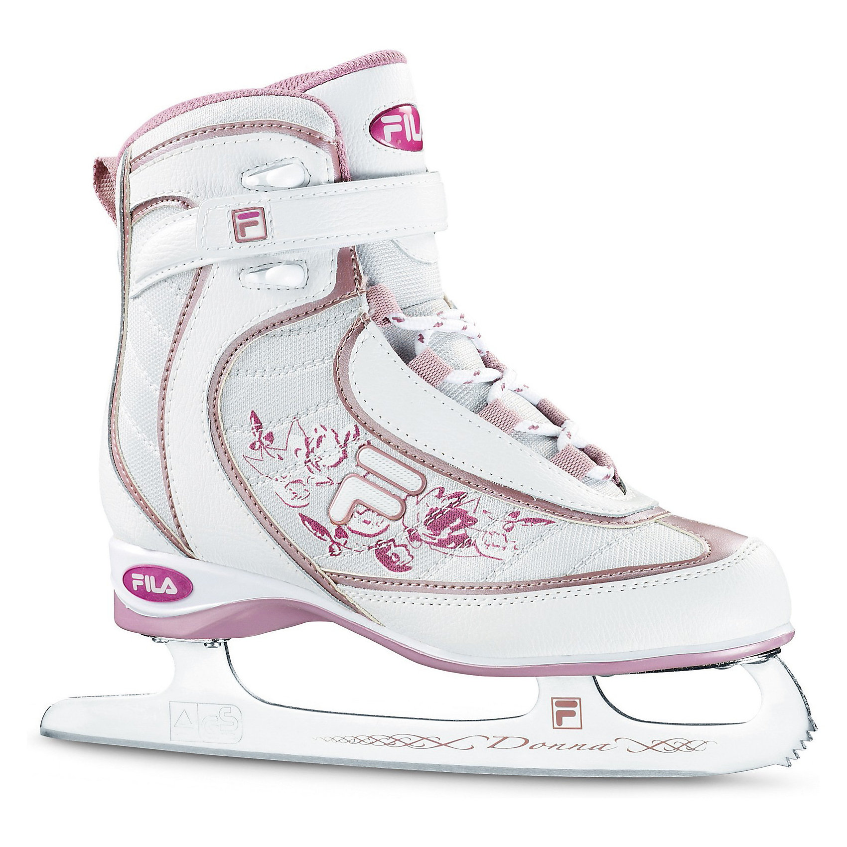 Ледовые коньки Donna Pink, белый/розовый, FILA Ледовые коньки Donna Pink, белый/розовый, FILAЛедовые коньки Donna Pink, белый/розовый, FILA - прогулочные коньки от итальянского бренда FILA, которые отличаются высоким качеством и комфортной посадкой на ноге.<br><br>Верх ботинка изготовлен из синтетической ткани со вставками из нейлона.<br>Жесткая конструкция поддерживает голеностоп и минимизирует риск получения травмы.<br>Система крепления состоит из шнурков и удобной липучки.<br>Подкладка из синтетических материалов способствует комфортной посадки ботинка.<br>Пластиковая подошва обеспечивает надежную конструкцию.<br>Лезвия из нержавеющей стали с защитным напылением подходят для многократной заточки.<br>Хорошо сидят на ноге и обеспечивают отличную поддержку голеностопа.<br><br>Дополнительная информация:<br><br>- Материал ботинка: ПВХ.<br>- Внутренний материал: nylex (мягкий неаллергенный материал), с утеплителем.<br>- Цвет: бело-розовый.<br> Тип фиксации: липучки, шнурки.<br>- Материал подошвы: пластик.<br>- Материал лезвия: нержавеющая сталь.<br><br>Ледовые коньки Donna Pink, белый/розовый, FILA можно купить в нашем интернет-магазине.<br><br>Ширина мм: 460<br>Глубина мм: 350<br>Высота мм: 130<br>Вес г: 2500<br>Цвет: белый<br>Возраст от месяцев: 108<br>Возраст до месяцев: 1200<br>Пол: Женский<br>Возраст: Детский<br>Размер: 37.5,39,25,38.5,38<br>SKU: 3169523