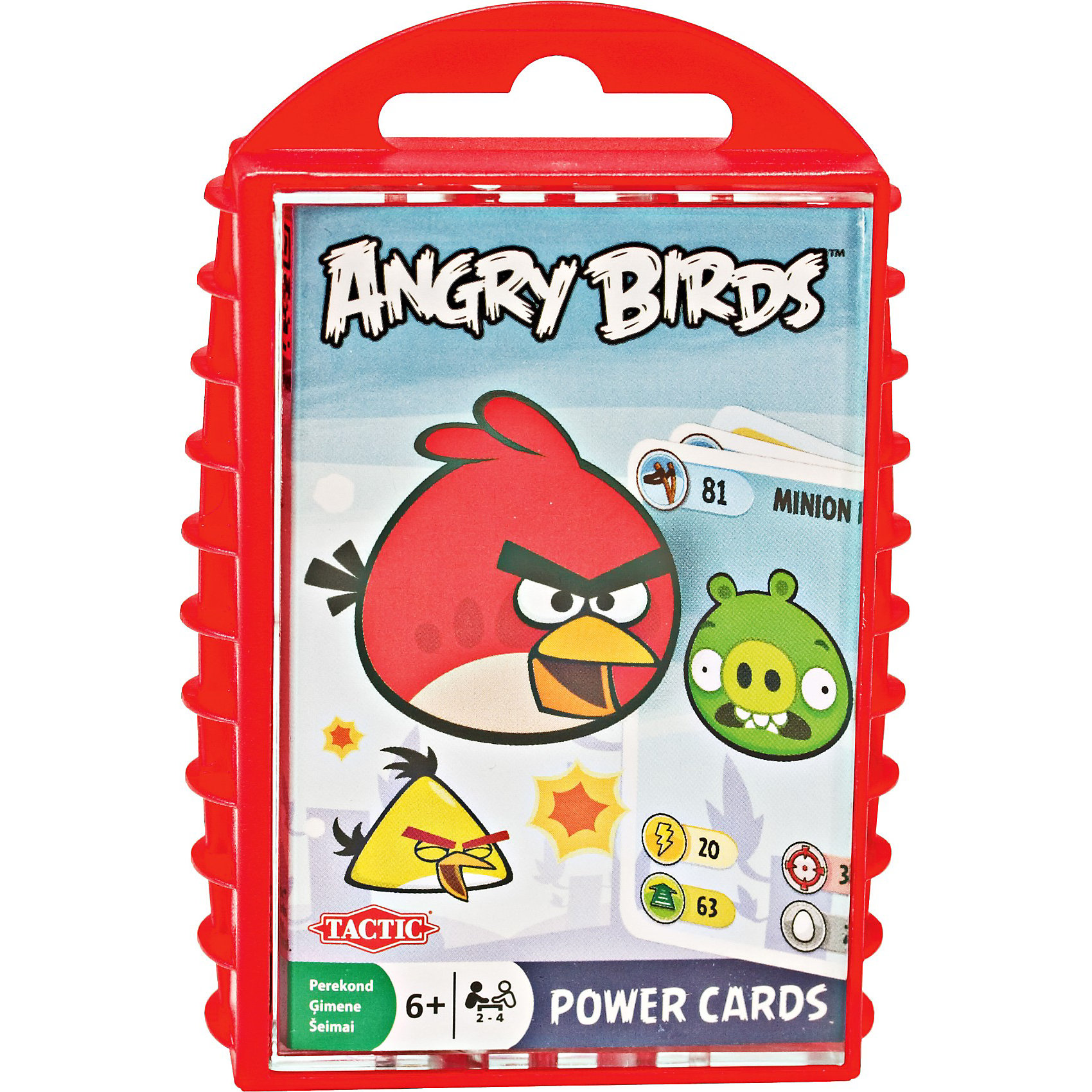 Игра с карточками Angry Birds, Tactic Games Игра с карточками Angry Birds, Tactic GamesЭта новинка от компании Tactic Games придется по вкусу всем любителям компьютерной аркады Angry Birds (Злые Птички)про маленьких, но очень суровых птичек. Здесь вам предстоит построить каменную, ледяную или деревянную башню из карточек первым. Сравнивайте показатели Силы и Цели на карточках и определяйте, кто побьет всех, а кто сможет построить свою башню и разрушить вражескую. <br><br>Дополнительная информация:<br><br>- В комплект входят: правила игры, 33 двухсторонних карточки, удобный контейнер для хранения и переноски<br><br>Tactic Games Игру с карточками Angry Birds можно купить в нашем магазине.<br><br>Ширина мм: 120<br>Глубина мм: 85<br>Высота мм: 25<br>Вес г: 220<br>Возраст от месяцев: 72<br>Возраст до месяцев: 192<br>Пол: Унисекс<br>Возраст: Детский<br>SKU: 3174986