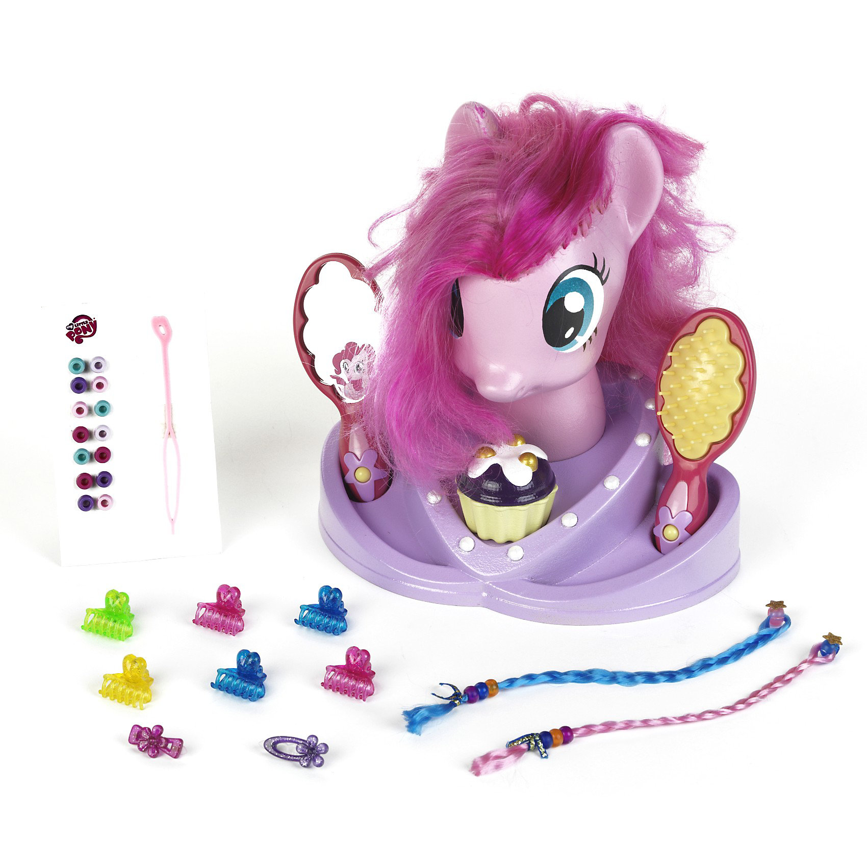 Модель для причесок, My Little Pony Модель для причесок, My Little PonyСюжетно-ролевые игры<br>Модель для причесок, My Little Pony (Моя маленькая Пони) – это восхитительный игровой набор для вашего ребенка.<br>Модель для причесок Моя Маленькая Пони. – это голова пони с длинной розовой гривой и множество парикмахерских аксессуаров. Можно плести косички, делать хвостики, украшать локоны бусинами и создавать разные волшебные образы любимого сказочного персонажа. Увлекательная игра, улучшающая мелкую моторику, позволяющая юной барышне развивать фантазию, вкус, а так же учиться делать всевозможные прически, как Маленькому Пони, так и себе. Все предметы комплекта изготовлены из безопасного и прочного пластика.<br><br>Дополнительная информация:<br><br>- Возраст: для детей от 3 лет<br>- Материал: винил, пластмасса, текстиль<br>- В наборе: манекен (голова пони), расческа-щетка, безопасное зеркало, заколочки, крабики, бусины для волос, 2 съемные цветные косички, шкатулка для украшений в виде маффина<br>- Высота манекена: 25 см.<br>- Размер упаковки: 33 х 32 х 22 см.<br><br>Модель для причесок, My Little Pony (Май Литл Пони) от klein (Кляйн) можно купить в нашем интернет-магазине.<br><br>Ширина мм: 335<br>Глубина мм: 324<br>Высота мм: 224<br>Вес г: 935<br>Возраст от месяцев: 36<br>Возраст до месяцев: 1164<br>Пол: Женский<br>Возраст: Детский<br>SKU: 3191298