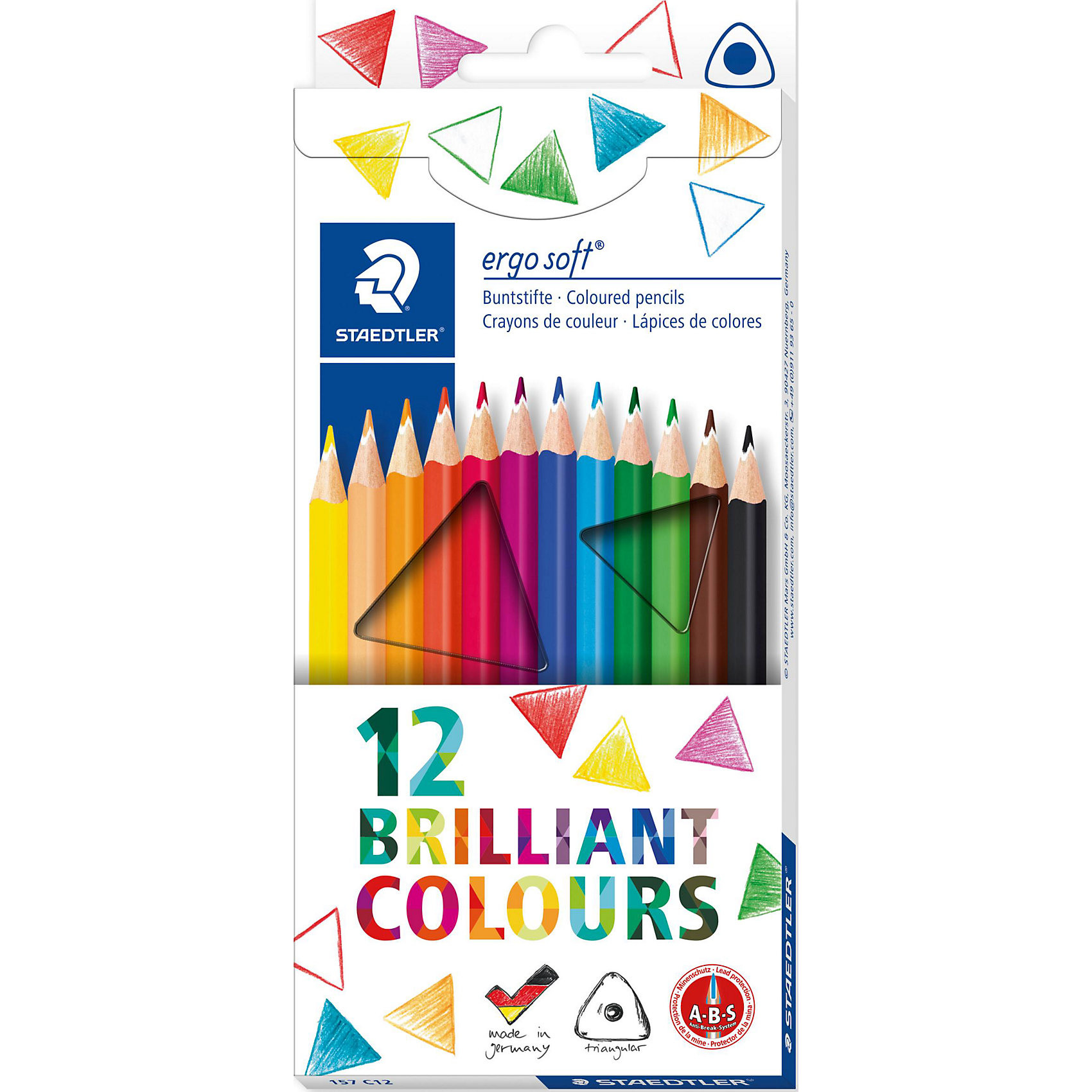 Staedtler Карандаши Цветные Ergosoft трехгранные 157, 12 цв. Staedtler Карандаши Цветные Ergosoft трехгранные 157, 12 цв.Рисование<br>Staedtler Карандаши цветоветаетные Ergosoft трехгранные 157, 12 цветов, картонная коробка. <br>Эргономичная трёхгранная форма, нескользящее покрытие. <br>Коробка-подставка.<br><br>Ширина мм: 197<br>Глубина мм: 89<br>Высота мм: 10<br>Вес г: 77<br>Возраст от месяцев: 72<br>Возраст до месяцев: 1236<br>Пол: Унисекс<br>Возраст: Детский<br>SKU: 3274516