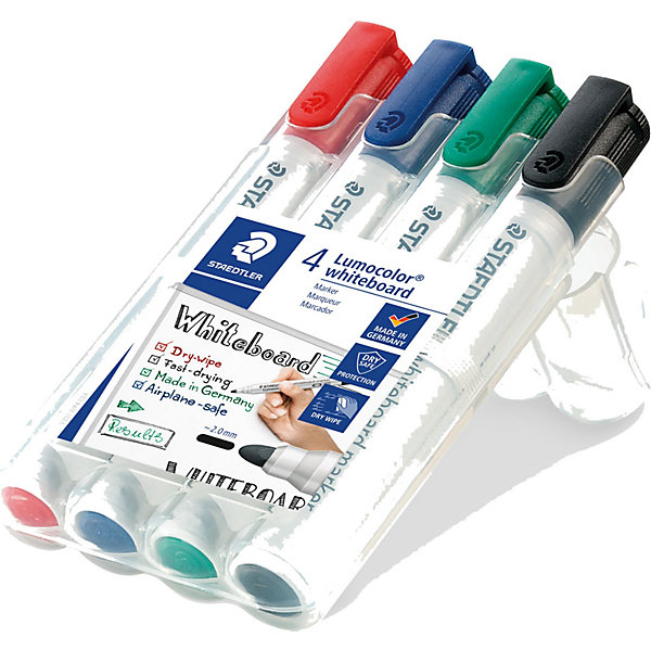 Staedtler Маркер для досок быстросохнущий Lumocolor Staedtler Маркер для досок быстросохнущий LumocolorПисьменные принадлежности<br>Staedtler Маркер для досок быстросох.Lumocolor 2мм, 4 цвета. <br>Удаляется сухой губкой с доски. Быстро высыхает, слабый запах. <br>Защищён от высыхания. Чернила без ксилона толуола.<br><br>Ширина мм: 151<br>Глубина мм: 81<br>Высота мм: 27<br>Вес г: 121<br>Возраст от месяцев: 72<br>Возраст до месяцев: 2147483647<br>Пол: Унисекс<br>Возраст: Детский<br>SKU: 3274528