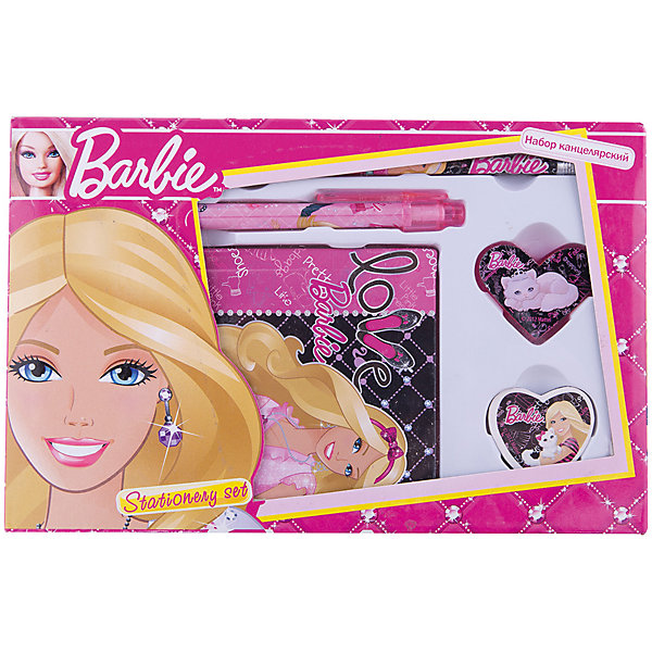 Barbie Набор канцелярский: записная книжка, ручка, карандаш, в подарочной коробке
