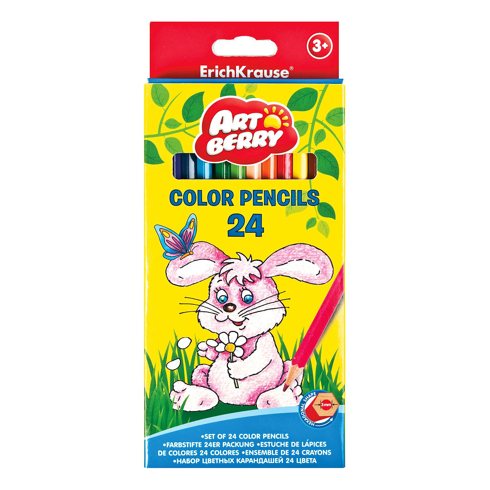 Карандаши Artberry, 24 цв Карандаши Artberry, 24 цвРисование<br>Карандаши Artberry, 24цв Erich Krause (Эрих Краузе) - шестигранные цветные карандаши с толщиной грифеля 3 мм, толщина самого карандаша 7 мм. <br><br>Корпус выполнен из качественной древесины. <br><br>Грифели не крошатся при рисовании!<br><br>Ширина мм: 90<br>Глубина мм: 15<br>Высота мм: 210<br>Вес г: 162<br>Возраст от месяцев: 36<br>Возраст до месяцев: 144<br>Пол: Унисекс<br>Возраст: Детский<br>SKU: 3293894