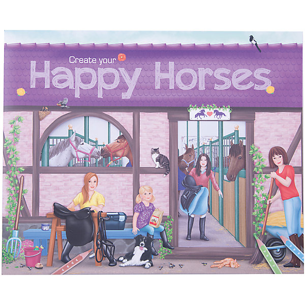 Альбом с наклейками Create your Happy Horses, Creative Studio Альбом с наклейками Create your Happy Horses, Creative StudioКнижки с наклейками<br>Альбом с наклейками Create your Happy Horses, Creative Studio<br><br>Характеристики:<br><br>• В комплекте: раскраска, 6 листа с наклейками <br>• Возраст: от 3 до 6 лет<br>• Количество страниц: 32<br><br>Этот альбом из серии CreativeStudio содержит 32 листа с различными сюжетами из мира лошадей. На 6 листах с наклейками ребенок обнаружит вещи, которые помогут сделать этот мир реалистичным и разнообразить игру. Эта книга помогает развитию воображения вашего ребенка и его мелкой моторики. <br><br>Альбом с наклейками Create your Happy Horses, Creative Studio можно купить в нашем интернет-магазине.<br><br>Ширина мм: 268<br>Глубина мм: 301<br>Высота мм: 33<br>Вес г: 285<br>Возраст от месяцев: 36<br>Возраст до месяцев: 1164<br>Пол: Женский<br>Возраст: Детский<br>SKU: 3296282