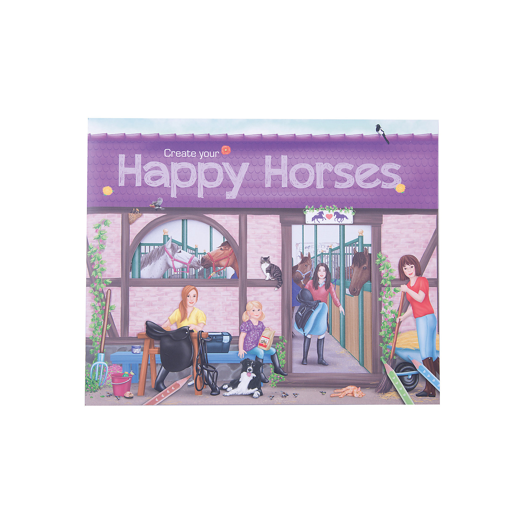 Альбом с наклейками Create your Happy Horses, Creative Studio Альбом с наклейками Create your Happy Horses, Creative StudioКнижки с наклейками<br>Альбом с наклейками Create your Happy Horses, Creative Studio<br><br>Характеристики:<br><br>• В комплекте: раскраска, 6 листа с наклейками <br>• Возраст: от 3 до 6 лет<br>• Количество страниц: 32<br><br>Этот альбом из серии CreativeStudio содержит 32 листа с различными сюжетами из мира лошадей. На 6 листах с наклейками ребенок обнаружит вещи, которые помогут сделать этот мир реалистичным и разнообразить игру. Эта книга помогает развитию воображения вашего ребенка и его мелкой моторики. <br><br>Альбом с наклейками Create your Happy Horses, Creative Studio можно купить в нашем интернет-магазине.<br><br>Ширина мм: 268<br>Глубина мм: 301<br>Высота мм: 33<br>Вес г: 285<br>Возраст от месяцев: 36<br>Возраст до месяцев: 1164<br>Пол: Женский<br>Возраст: Детский<br>SKU: 3296282