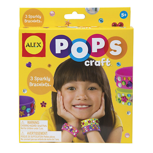 Набор для творчества POPS CRAFT Создай 3 блестящих браслета со стразами ALEX Набор для творчества POPS CRAFT Создай 3 блестящих браслета со стразами ALEXНаборы стилиста и дизайнера<br>Набор для творчества POPS CRAFT Создай 3 блестящих браслета со стразами от ALEX (Алекс) это отличный набор для творчества, с которым ваша девочка сможет самостоятельно создать необычные и оригинальные украшения. Изготовить поделки из пластиковых заготовок и самоклеящихся камней достаточно просто, нужно лишь следовать детальной инструкции из комплекта. Работа с этим набором будет очень интересной для ребенка и поможет развить воображение, творческие способности, мелкую моторику рук.<br><br>Дополнительная информация: <br>- В наборе: 3 пластиковых браслета, 95 страз на клеящейся основе и простая инструкция.<br>- Размер упаковки: 152х159х108 мм.<br>- Вес: 599 г.<br><br>Набор для творчества POPS CRAFT Создай 3 блестящих браслета со стразами - прекрасный подарок для творческих принцесс!<br><br>Набор для творчества POPS CRAFT Создай 3 блестящих браслета со стразами ALEX можно купить в нашем интернет-магазине.<br><br>Ширина мм: 159<br>Глубина мм: 108<br>Высота мм: 152<br>Вес г: 599<br>Возраст от месяцев: 60<br>Возраст до месяцев: 96<br>Пол: Женский<br>Возраст: Детский<br>SKU: 3309710
