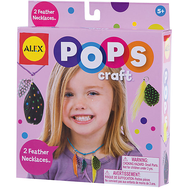 Набор для творчества POPS CRAFT Ожерелья с цветными перышками ALEX Набор для творчества POPS CRAFT Ожерелья с цветными перышками ALEXНаборы для создания украшений<br>Набор для творчества POPS CRAFT Ожерелья с цветными перышками от ALEX (Алекс) прекрасный комплект для юных модниц. <br>Маленькой принцессе нужны новые ожерелья для выхода в свет? Не беда! Ей обязательно поможет набор для творчества Ожерелья с цветными перышками. С его помощью можно создать самой два оригинальных ожерелья по собственному дизайну.<br><br>Дополнительная информация: <br>- В наборе: 8 раскрашенных пера, 2 атласных шнурка и простая инструкция.<br>- Размер упаковки: 152х159х108 мм.<br>- Вес: 599 г.<br><br>Набор для творчества POPS CRAFT Ожерелья с цветными перышками станет прекрасным подарком для творческих принцесс!<br><br>Набор для творчества POPS CRAFT Ожерелья с цветными перышками ALEX можно купить в нашем интернет-магазине.<br><br>Ширина мм: 210<br>Глубина мм: 38<br>Высота мм: 180<br>Вес г: 599<br>Возраст от месяцев: 60<br>Возраст до месяцев: 96<br>Пол: Женский<br>Возраст: Детский<br>SKU: 3309711