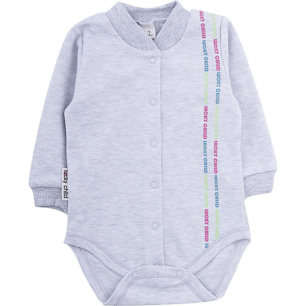 Боди Lucky Child Боди Lucky ChildБоди<br>Мягкое боди с длинным рукавом для ребенка. Нейтральный цвет, яркий принт. Манжеты и воротничок-стойка из трикотажной резинки. Удобная застежка - кнопки впереди и между ног. Изделие выполнено из гипоаллергенного трикотажа, очень приятного к телу 100% хлопок)<br><br>Ширина мм: 157<br>Глубина мм: 13<br>Высота мм: 119<br>Вес г: 200<br>Цвет: серый<br>Возраст от месяцев: 6<br>Возраст до месяцев: 9<br>Пол: Унисекс<br>Возраст: Детский<br>Размер: 68/74,74/80,80/86,62/68,56/62<br>SKU: 3340743