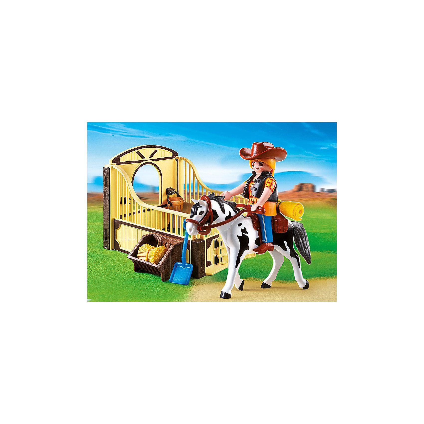 PLAYMOBIL 5516 Конный клуб: Родео и загон PLAYMOBIL 5516 Конный клуб: Родео и загонПластмассовые конструкторы<br>Конструктор PLAYMOBIL (Плеймобил) 5516 Конный клуб: Родео и загон - находка для заботливых родителей! Конструктор Вашего ребенка должен быть именно таким: красочным, безопасным и очень интересным. Серия Конный клуб специально создана для малышей которые обожают лошадей. Эти сильные и красивые животные помогают людям и участвуют в захватывающих соревнованиях, в которых проявляют свою силу и грацию! Из деталей набора Родео и загон малыш сможет построить место, где лошадка сможет отдохнуть после соревнований по родео и долгих прогулок. Заведя лошадку в стоило, ее нужно напоить и накормить вкусным сеном. Поддерживай загон в чистоте и лошадка будет тебе благодарна. Создай увлекательные сюжеты с набором Родео и загон или объедини его с другими наборами серии и игра станет еще интереснее. Придумывая замечательные сюжеты с деталями конструктора, Ваш ребенок развивает фантазию, учится заботе и просто прекрасно проводит время!<br><br>Дополнительная информация:<br><br>- Конструкторы PLAYMOBIL (Плеймобил) отлично развивают мелкую моторику, фантазию и воображение;<br>- В наборе: минифигурка наездника, лошадка, детали для постройки загона, контейнер, ведро, уздечка, сено, инструменты, аксессуары;<br>- Количество элементов: 28 шт;<br>- Материал: безопасный пластик;<br>- Размер минифигурки: 7,5 см;<br>- Размер упаковки: 25 х 15 х 5 см<br><br>Конструктор PLAYMOBIL (Плеймобил) 5516 Конный клуб: Родео и загон можно купить в нашем интернет-магазине.<br><br>Ширина мм: 251<br>Глубина мм: 151<br>Высота мм: 54<br>Вес г: 217<br>Возраст от месяцев: 48<br>Возраст до месяцев: 120<br>Пол: Женский<br>Возраст: Детский<br>SKU: 3350612