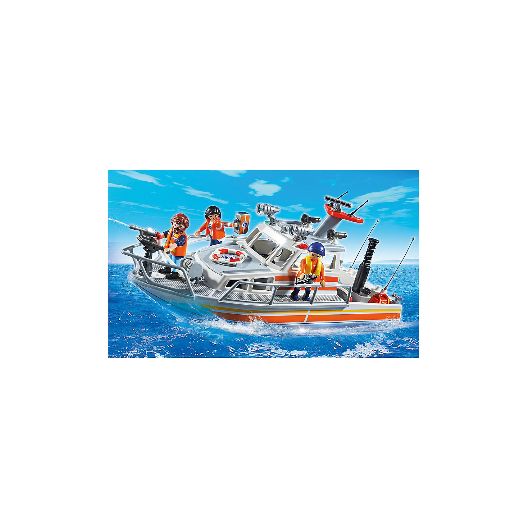 PLAYMOBIL 5540 Береговая охрана: Спасательный крейсер PLAYMOBIL 5540 Береговая охрана: Спасательный крейсерИдеи подарков<br>Конструктор PLAYMOBIL (Плеймобил) 5540 Береговая охрана: Спасательный крейсер - находка для заботливых родителей! Конструктор Вашего ребенка должен быть именно таким: красочным, безопасным и очень интересным. Серия Береговая охрана посвящена важной работе команды, которая следит за безопасностью судов и пассажиров во вверенной ей акватории. У службы много техники и оборудования с помощью которого они с успехом проводят сложные спасательные операции на воде. Спасательный крейсер со специальной командой на борту используется береговой охраной для буксировки пострадавших кораблей, спасения пассажиров и даже для тушения пожаров. Размотай рукава шлангов, набери воды в отсек и с помощью помпы качай воду и туши пожар на судне. Используй лебедку, чтобы отбуксировать севшее на мель судно. Если пассажирам понадобится медицинская помощь, на борту есть врач со всем необходимым оборудованием. С помощью этого замечательного набора Вы сможете с легкостью показать ребенку правила оказания первой помощи. Создай увлекательные сюжеты с набором Спасательный крейсер или объедини его с другими наборами серии и игра станет еще интереснее. Придумывая замечательные сюжеты с деталями конструктора, Ваш ребенок развивает фантазию, учится заботе и просто прекрасно проводит время!<br><br>Дополнительная информация:<br><br>- Конструкторы PLAYMOBIL (Плеймобил) отлично развивают мелкую моторику, фантазию и воображение;<br>- В наборе: 3 минифигурки (врач, два спасателя), крейсер, рукава, рация, спасательный круг, аптечка, аксессуары;<br>- Количество деталей: 69 шт;<br>- Материал: безопасный пластик;<br>- Размер минифигурок: 7,5 см;<br>- Размер упаковки: 31 х 26 х 41 см<br><br>Конструктор PLAYMOBIL (Плеймобил) 5540 Береговая охрана: Спасательный крейсер можно купить в нашем интернет-магазине.<br><br>Ширина мм: 400<br>Глубина мм: 253<br>Высота мм: 157<br>Вес г: 1112<br>Возраст от месяцев: 48<br>Возраст до месяцев: 120<br>Пол: Мужской<br>Возраст: Детский<br>SKU: 3350644