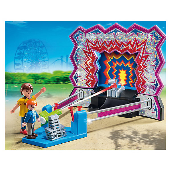 PLAYMOBIL 5547 Парк Развлечений: Аттракцион Сбей банки PLAYMOBIL 5547 Парк Развлечений: Аттракцион Сбей банкиПластмассовые конструкторы<br>Конструктор PLAYMOBIL (Плеймобил) 5547 Парк Развлечений: Аттракцион Сбей банки - находка для заботливых родителей! Конструктор Вашего крохи должен быть именно таким: красочным, безопасным и очень привлекательным. Серия Парк Развлечений понравится и мальчишкам и девчонкам. Кататься на каруселях, есть мороженное любят все дети без исключения! Аттракцион Сбей банки не так прост как кажется. Построй башенку из банок и хорошо прицелься. А теперь постарайся сбить их одним ударом! Дети будут с удовольствием устраивать соревнования на меткость с помощью этого замечательного конструктора. А может быть и взрослые захотят проверить свои стрелковые навыки! Создай увлекательные сюжеты с набором Аттракцион Сбей банки или объедини его с другими наборами серии и создай собственный Парк Развлечений. Придумывая увлекательные сюжеты с деталями конструктора, Ваш ребенок развивает фантазию, мышление и просто прекрасно проводит время!<br><br>Дополнительная информация:<br><br>- Конструкторы PLAYMOBIL (Плеймобил) отлично развивают мелкую моторику, фантазию и воображение;<br>- В наборе: 2 минифигурки (взрослый, ребенок), банки, патроны, аттракцион;<br>- Количество деталей: 26 шт;<br>- Материал: безопасный пластик;<br>- Размер минифигурки взрослого: 7,5 см;<br>- Размер минифигурки ребенка: 5,2 см;<br>- Размер упаковки: 25 х 20 х 8 см<br><br>Конструктор PLAYMOBIL (Плеймобил) 5547 Парк Развлечений: Аттракцион Сбей банки можно купить в нашем интернет-магазине.<br><br>Ширина мм: 251<br>Глубина мм: 205<br>Высота мм: 81<br>Вес г: 321<br>Возраст от месяцев: 48<br>Возраст до месяцев: 120<br>Пол: Унисекс<br>Возраст: Детский<br>SKU: 3350660