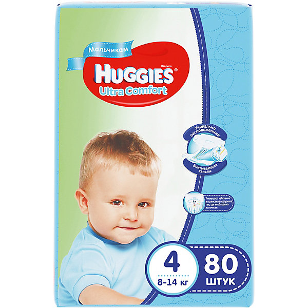 Подгузники Huggies Ultra Comfort 4 Giga Pack для мальчиков, 8-14 кг, 80 шт. Подгузники Huggies Ultra Comfort 4 Giga Pack для мальчиков, 8-14 кг, 80 шт.Микки Маус и друзья<br>С первых дней жизни мальчики и девочки такие разные.<br><br>Новые подгузники Huggies Ultra Comfort созданы специально для мальчиков и специально для девочек. Для лучшего впитывания распределяющий слой в этих подгузниках расположен там, где это нужнее всего: по центру для девочек и выше для мальчиков. Huggies Ultra Comfort изготовлены из мягких материалов с микропорами, которые позволяют коже «дышать». Специальные тянущиеся застежки с закругленными краями надежно фиксируют подгузник, а широкий суперэластичный поясок позволяет малышам свободно двигаться.<br><br>Ключевые преимущества новых Huggies Ultra Comfort:<br><br>- Широкий суперэластичный поясок помогает надежно фиксировать подгузник по спинке малыша и защищать кожу от натирания<br>- Анатомическая форма. Изогнутые резиночки повторяют анатомическую форму подгузника, помогая защитить от натирания между ножками <br>- Ультра мягкий внутренний слой по всей длине подгузника оберегает кожу малыша.<br>- Специально разработанный слой Dry Touch впитывает за секунды и помогает запереть влагу внутри.<br>- Яркие эксклюзивные подгузники c дизайном от Disney подчеркивают индивидуальность маленьких модников и модниц.<br><br>Huggies Ultra Comfort для мальчиков и для девочек — потому что они такие разные.<br><br>Дополнительная информация:<br><br>Для мальчиков.<br>Размер: 4, 8-14 кг.<br>В упаковке: 80 шт.<br><br>Подгузники Huggies Ultra Comfort для мальчиков Giga Pack (4) 8-14 кг, 80 шт. можно купить в нашем интернет-магазине.<br><br>Ширина мм: 415<br>Глубина мм: 375<br>Высота мм: 107<br>Вес г: 3040<br>Возраст от месяцев: 6<br>Возраст до месяцев: 24<br>Пол: Мужской<br>Возраст: Детский<br>SKU: 3361321