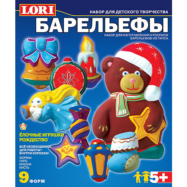 Набор для отливки Ёлочные игрушки. Рождество, LORI Набор для отливки Ёлочные игрушки. Рождество, LORIНаборы из гипса<br>Набор для отливки Ёлочные игрушки. Рождество, LORI станет самым интересным занятием для Вашего малыша!<br>Готовое изделие – функциональная вещь.<br>Объемная фоторамка, фигурка на магните, подсвечник, тарелочка или красочная картинка могут стать украшением интерьера, подвеской, ёлочной игрушкой, эмблемой и послужить оригинальным подарком, сувениром.<br>Особое развивающее значение заключается в том, что процесс раскрашивания не предполагает точного копирования с образца на упаковке, ребенку можно и нужно применить фантазию и показать, каким он видит образ.<br>Творческий процесс такого рода позволяет снять стресс и усталость. Занятия с наборами этих серий положительно влияют на развитие образного мышления, эстетического восприятия и формирование художественного вкуса.<br><br>Дополнительная информация:<br><br>Размер: 220х185х50 мм.<br><br>Вес: 437 г.<br><br>Станет прекрасным развивающим подарком Вашему малышу!<br>Легко купить в нашем интернет-магазине!<br><br>Ширина мм: 220<br>Глубина мм: 185<br>Высота мм: 50<br>Вес г: 437<br>Возраст от месяцев: 60<br>Возраст до месяцев: 144<br>Пол: Унисекс<br>Возраст: Детский<br>SKU: 3376815