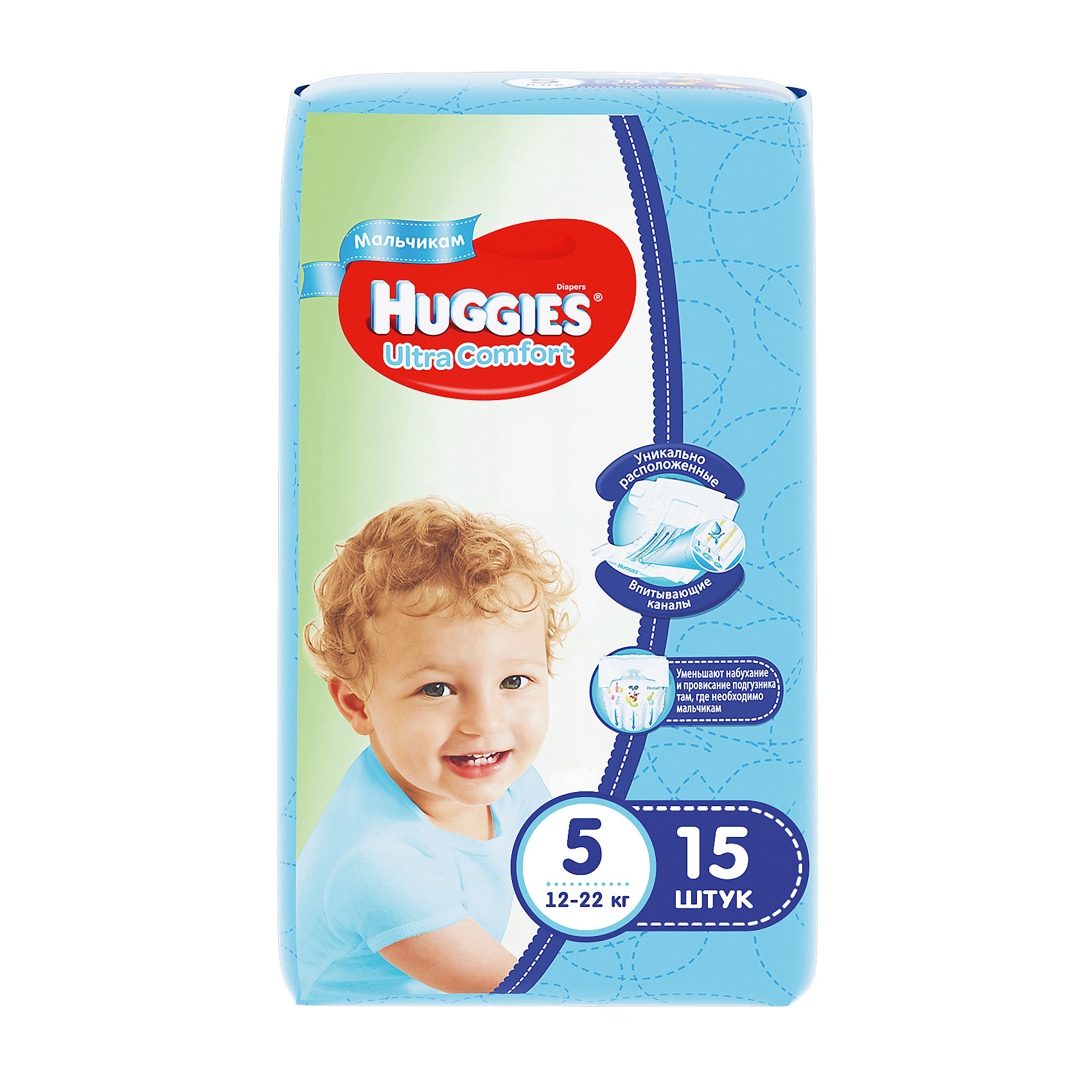 Подгузники Huggies Ultra Comfort 5 для мальчиков, 12-22 кг, 15 шт. Подгузники Huggies Ultra Comfort 5 для мальчиков, 12-22 кг, 15 шт.Микки Маус и друзья<br>С первых дней жизни мальчики и девочки такие разные.<br><br>Новые подгузники Huggies Ultra Comfort созданы специально для мальчиков и специально для девочек. Для лучшего впитывания распределяющий слой в этих подгузниках расположен там, где это нужнее всего: по центру для девочек и выше для мальчиков. Huggies Ultra Comfort изготовлены из мягких материалов с микропорами, которые позволяют коже «дышать». Специальные тянущиеся застежки с закругленными краями надежно фиксируют подгузник, а широкий суперэластичный поясок позволяет малышам свободно двигаться.<br><br>Ключевые преимущества новых Huggies Ultra Comfort:<br><br>- Широкий суперэластичный поясок помогает надежно фиксировать подгузник по спинке малыша и защищать кожу от натирания<br>- Анатомическая форма. Изогнутые резиночки повторяют анатомическую форму подгузника, помогая защитить от натирания между ножками <br>- Ультра мягкий внутренний слой по всей длине подгузника оберегает кожу малыша.<br>- Специально разработанный слой Dry Touch впитывает за секунды и помогает запереть влагу внутри.<br>- Яркие эксклюзивные подгузники c дизайном от Disney подчеркивают индивидуальность маленьких модников и модниц.<br><br>Huggies Ultra Comfort для мальчиков и для девочек — потому что они такие разные.<br><br>Дополнительная информация:<br><br>Для мальчиков.<br>Размер: 5, для малышей от 12 до 22 кг.<br>В упаковке: 15 шт.<br><br>Подгузники Huggies Ultra Comfort для мальчиков (5) 12-22 кг, 15 шт. можно купить в нашем интернет-магазине.<br><br>Ширина мм: 240<br>Глубина мм: 150<br>Высота мм: 107<br>Вес г: 630<br>Возраст от месяцев: 12<br>Возраст до месяцев: 84<br>Пол: Мужской<br>Возраст: Детский<br>SKU: 3389823