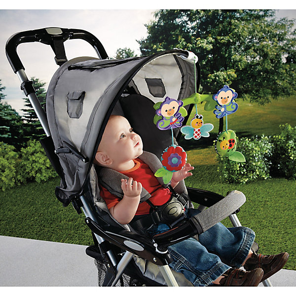 Крепление к коляске Обезьянки из тропического леса, Fisher-Price Крепление к коляске Обезьянки из тропического леса, Fisher-PriceИгрушки для новорожденных<br>Крепление к коляске Обезьянки из тропического леса Fisher-Price (Фишер-Прайс) с добрыми и красочными игрушками легко крепится к навесам большинства колясок. Ребенок будет с удовольствием разглядывать, тянуться и бить по игрушкам - насекомым и цветку, что разовьет мелкую моторику малыша и разнообразит прогулки. Потешьте слух малыша веселым звоном, а его зрение - игрой с двумя забавными обезьянками, которые качаются туда-сюда под действием движения коляски! Игрушка оснащена специальными зажимами, подходящими для большинства колясок.<br><br>Дополнительная информация:<br><br>- Игрушка завивает моторику, зрение, слух;<br>- Зверьки качаются по ходу движения коляски;<br>- Игрушка подходит к большинству колясок, благодаря удобному универсальному креплению;<br>- Яркий привлекательный дизайн;<br>- Размер: 5,5 х 28 х 20,5 см;<br>- Вес: 0,34 кг.<br><br>Крепление к коляске Обезьянки из тропического леса, Fisher-Price (Фишер-Прайс) можно купить в нашем интернет-магазине.<br><br>Ширина мм: 256<br>Глубина мм: 240<br>Высота мм: 53<br>Вес г: 189<br>Возраст от месяцев: 3<br>Возраст до месяцев: 12<br>Пол: Унисекс<br>Возраст: Детский<br>SKU: 3399165