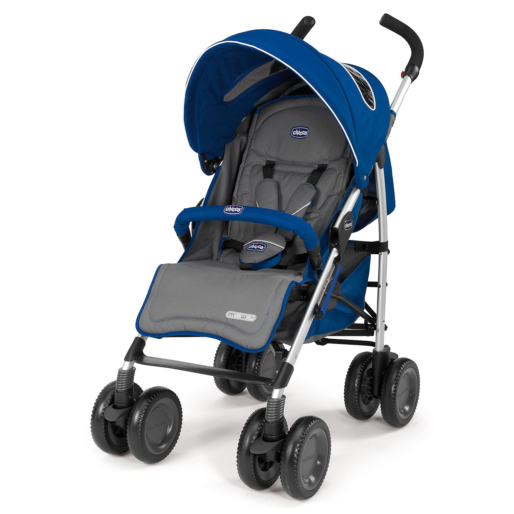 Коляска-трость Chicco Multiway Evo, голубой Коляска-трость Chicco Multiway Evo, голубойКоляски-трости<br>Коляска-трость Multiway Evo, Chicco - легкая современная прогулочная коляска, которая отвечает всем требованиям комфорта и безопасности малыша. Спортивный дизайн, легкость управления и маневренность делают ее идеальной для использования в любой ситуации. Коляска оснащена удобным для ребенка эргономичным сиденьем с мягкими 5-точечными ремнями безопасности и мягким съемным бампером. Спинка раскладывается в 5 различных положениях, вплоть до горизонтального. Регулируемая в двух положениях подножка обеспечивает малышу правильную осанку. Складной капюшон с окошком и двумя небольшими карманами защитит от солнца и дождя, задняя часть отстегивается. Для родителей предусмотрены удобные ручки с антискользящим покрытием и вместительная корзина для принадлежностей малыша. <br><br>Коляска оснащена 4 двойными колесами с амортизаторами и увеличенным протектором, что обеспечивает повышенную проходимость по любому покрытию. Передние колеса плавающие с возможностью фиксации, на задних - независимые тормоза. Коляска легко и компактно складывается, что позволяет использовать ее во время поездок и путешествий, имеется ручка для транспортировки в сложенном состоянии. <br><br>Особенности:<br><br>- удобна для транспортировки и хранения;<br>- прочная легкая рама из алюминиевых трубок с овальным профилем;<br>- эргономичное прогулочное сиденье;<br>- большой складной капюшон с окном, ткань с защитой UV 50+;<br>- регулируемый в 5 положениях наклон спинки;<br>- отражающие полосы на подплечниках и пряжке;<br>- корзина для вещей ребенка;<br>- дождевик;<br>- накидка на ноги;<br>- 4 двойных колеса с увеличенным протектором, рассчитанные на езду по дорожным покрытиям любого типа;<br>- легко и компактно складывается тростью.<br><br>Дополнительная информация:<br><br>- Цвет: голубой.<br>- Материал: текстиль, металл, пластик.<br>- Диаметр колес: 20 см.<br>- Ширина шасси: 56 см.<br>- Ширина сиденья: 35 см.<br>- Длина спального места: 85 см.<br>- Высота спинки: 48 см.<br>- Размер в разложенном виде: 81 x 55,5 x 107 см.<br>- Размер в сложенном виде: 105 х 29 см.<br>- Вес: 11,3 г.<br><br>Коляску-трость Multiway Evo, Chicco (Чико) голубой, можно купить в нашем интернет-магазине.<br><br>Ширина мм: 1002<br>Глубина мм: 360<br>Высота мм: 275<br>Вес г: 11054<br>Цвет: синий<br>Возраст от месяцев: 6<br>Возраст до месяцев: 36<br>Пол: Унисекс<br>Возраст: Детский<br>SKU: 3402403