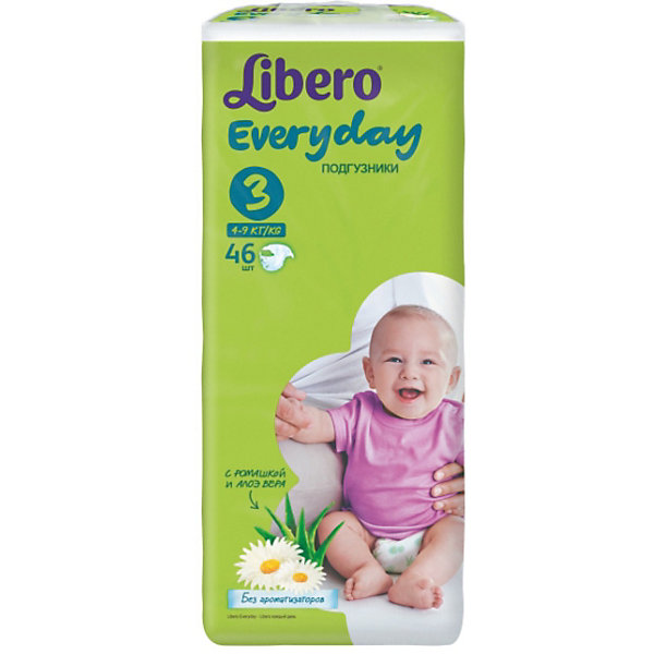 Подгузники Libero Everyday, Midi 4-9 кг (3), 46 шт., Econom