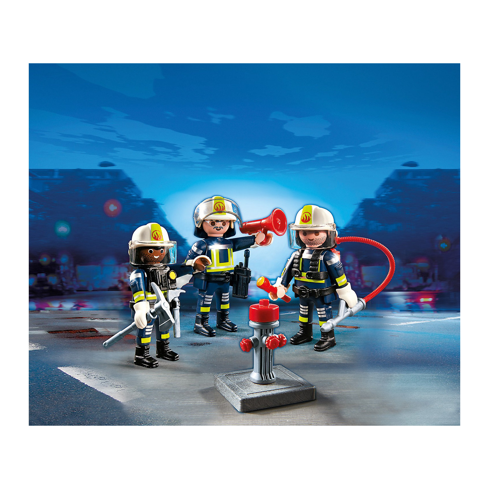 Команда пожарников, PLAYMOBIL Команда пожарников, PLAYMOBILПластмассовые конструкторы<br>Конструктор PLAYMOBIL (Плеймобил) 5366 Пожарная служба: Команда пожарников - находка для заботливых родителей! Конструктор Вашего ребенка должен быть именно таким: красочным, безопасным и очень интересным. Серия Пожарная служба специально создана для малышей которые не боятся опасности и мечтают помогать другим людям. Пожарные - самая отважная профессия! Настоящий пожарный должен быть смелым, сильным и очень ловким. В наборе Команда пожарников ребенок найдет фигурки трех пожарных, одетых в специальную форму, каски и перчатки. С помощью огнетушителя пожарные могут ликвидировать небольшие возгорания, а если пожар большой, можно воспользоваться пожарным гидрантом. Пожарные обязательно проверяют горящее здание и выводят из него людей. Для этого у отважной команды есть фонарик и топорик, чтобы проложить себе путь между обломками здания. Ну а когда операция по спасению благополучно закончена нужно сообщить о проделанной работе по рации. Создай интересные сюжеты с набором Команда пожарников или объедини его с другими наборами серии и игра станет еще интереснее. Придумывая замечательные сюжеты с деталями конструктора, Ваш ребенок развивает фантазию, учится заботе и просто прекрасно проводит время!<br><br>Дополнительная информация:<br><br>- Конструкторы PLAYMOBIL (Плеймобил) отлично развивают мелкую моторику, фантазию и воображение;<br>- В наборе: 3 минифигурки, огнетушитель, брандспойт, кирка, топорик, фонарик, громкоговоритель, рация;<br>- Количество деталей: 31 шт;<br>- Материал: безопасный пластик;<br>- Размер минифигурок: 7,5 см;<br>- Размер упаковки: 15 х 15 х 5,2 см;<br>- Вес: 118 г<br><br>Конструктор PLAYMOBIL (Плеймобил) 5366 Пожарная служба: Команда пожарников можно купить в нашем интернет-магазине.<br><br>Ширина мм: 153<br>Глубина мм: 152<br>Высота мм: 53<br>Вес г: 127<br>Возраст от месяцев: 60<br>Возраст до месяцев: 120<br>Пол: Мужской<br>Возраст: Детский<br>SKU: 3536839