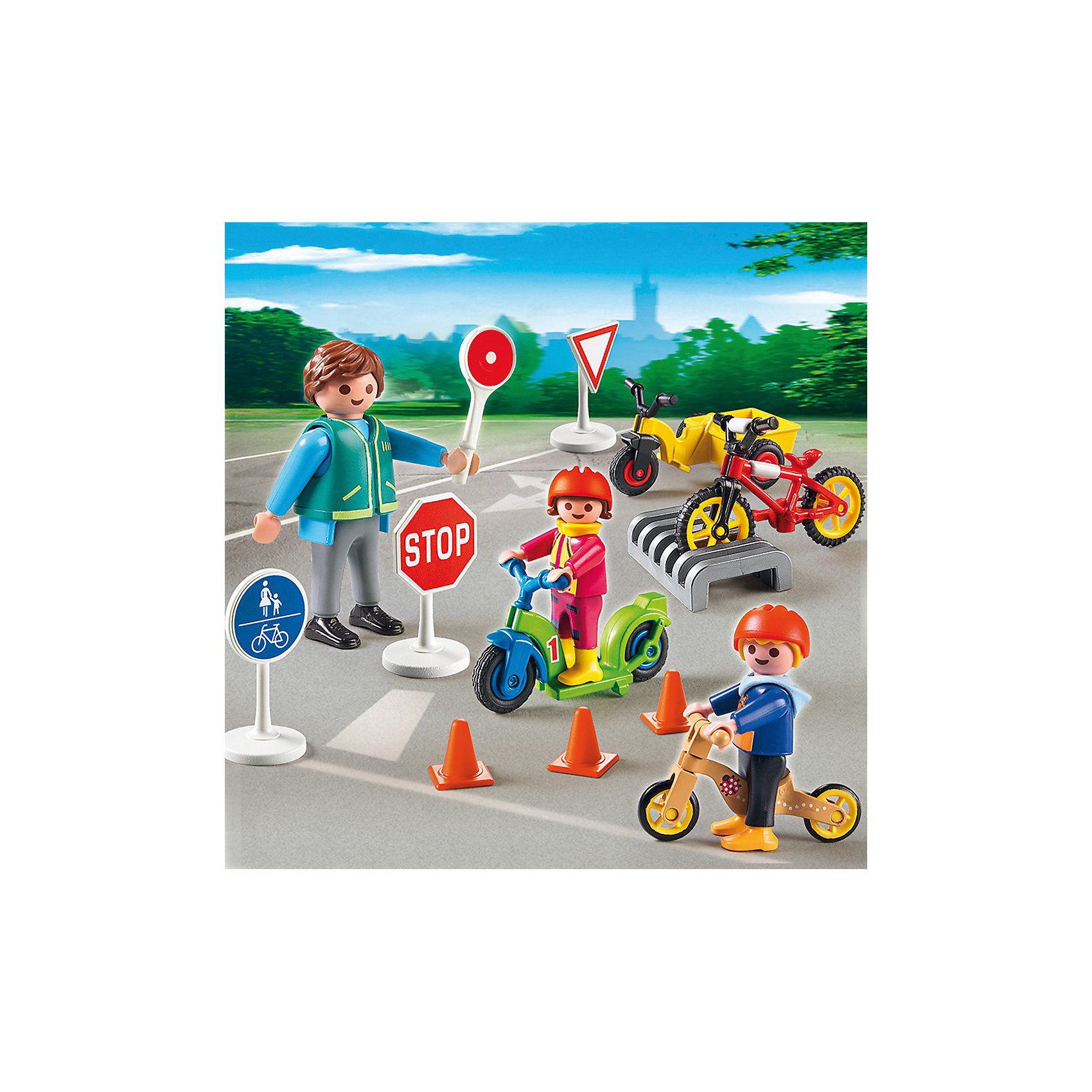 Дети с воспитателем по ПДД, PLAYMOBIL Дети с воспитателем по ПДД, PLAYMOBILПластмассовые конструкторы<br>Конструктор PLAYMOBIL (Плеймобил) 5571 Детский сад: Дети с воспитателем по ПДД - находка для заботливых родителей! Конструктор Вашего крохи должен быть именно таким: красочным, безопасным и очень функциональным. Правила дорожного движения очень важно знать всем детям. Объясните правила детям и они смогут воплотить их в игре с замечательным набором Дети с воспитателем по ПДД. В наборе Дети с воспитателем по ПДД ребенок найдет фигурки инструктора и малышей на велосипедах. С помощью знаков и конусов инструктор знакомит детей с правилами дорожного движения. Малыши надели каски, ведь они очень быстро гоняют на своих велосипедах! Колеса велосипедов крутятся, давая ребенку еще больше игровых возможностей. С конструктором Дети с воспитателем по ПДД интересно играть одному и с компанией друзей! Придумывая замечательные сюжеты с деталями конструктора, Ваш ребенок развивает фантазию учится правилам дорожного движения и просто прекрасно проводит время!<br><br>Дополнительная информация:<br><br>- Конструкторы PLAYMOBIL (Плеймобил) отлично развивают мелкую моторику, фантазию и воображение;<br>- В наборе: 3 минифигурки (инструктор, два малыша), знаки, конусы, стоянка для велосипедов, шлемы, велосипеды, скутер;<br>- Количество деталей: 40 шт;<br>- Материал: безопасный пластик;<br>- Размер минифигурки: 7,5 см;<br>- Размер упаковки: 53 х 16 х 16,5 см<br><br>Конструктор PLAYMOBIL (Плеймобил) 5571 Детский сад: Дети с воспитателем по ПДД можно купить в нашем интернет-магазине.<br><br>Ширина мм: 154<br>Глубина мм: 152<br>Высота мм: 52<br>Вес г: 126<br>Возраст от месяцев: 48<br>Возраст до месяцев: 120<br>Пол: Унисекс<br>Возраст: Детский<br>SKU: 3536845