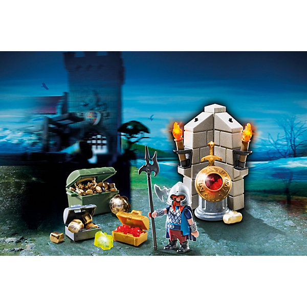 PLAYMOBIL 6160 Рыцари: Хранитель царских сокровищ PLAYMOBIL 6160 Рыцари: Хранитель царских сокровищСолдатики и рыцари<br>Конструктор PLAYMOBIL (Плеймобил) 6160 Рыцари: Хранитель царских сокровищ - прекрасная возможность для ребенка проявить свою фантазию! Времена доблестных рыцарей, прекрасных дам и захватывающих приключений всегда будут для детей очень интересными. В наборе Хранитель царских сокровищ ребенок найдет сундуки с несметными богатствами, которые день и ночь охраняет доблестный рыцарь. Ему поручена важная миссия: ведь он охраняет королевские золотые доспехи и корону. Два ярких факела помогут ему заметить неприятеля во тьме, а оружие - отразить атаку вора! Создай увлекательные сюжеты с набором Хранитель царских сокровищ или объедини его с другими наборами серии и игра станет еще интереснее. Придумывая интересные сюжеты с деталями конструктора, Ваш ребенок развивает фантазию, мышление и просто прекрасно проводит время!<br><br>Дополнительная информация:<br><br>- Конструкторы PLAYMOBIL (Плеймобил) отлично развивают мелкую моторику, фантазию и воображение;<br>- В наборе: 1 минифигурка рыцаря-хранителя, топор, алебарда, петля, сундук, 2 факела, 2 короны, фрагмент стены, меч, щит, сокровища;<br>- Количество деталей: 91 шт;<br>- Для световых эффектов необходимы 2 батарейки типа ААА;<br>- Материал: безопасный пластик;<br>- Размер минифигурки: 6,5 см;<br>- Размер упаковки: 20 х 15 х 5,2 см;<br>- Вес: 181 кг<br><br>Конструктор PLAYMOBIL (Плеймобил) 6160 Рыцари: Хранитель царских сокровищ можно купить в нашем интернет-магазине.<br><br>Ширина мм: 203<br>Глубина мм: 152<br>Высота мм: 53<br>Вес г: 202<br>Возраст от месяцев: 48<br>Возраст до месяцев: 120<br>Пол: Мужской<br>Возраст: Детский<br>SKU: 3536857
