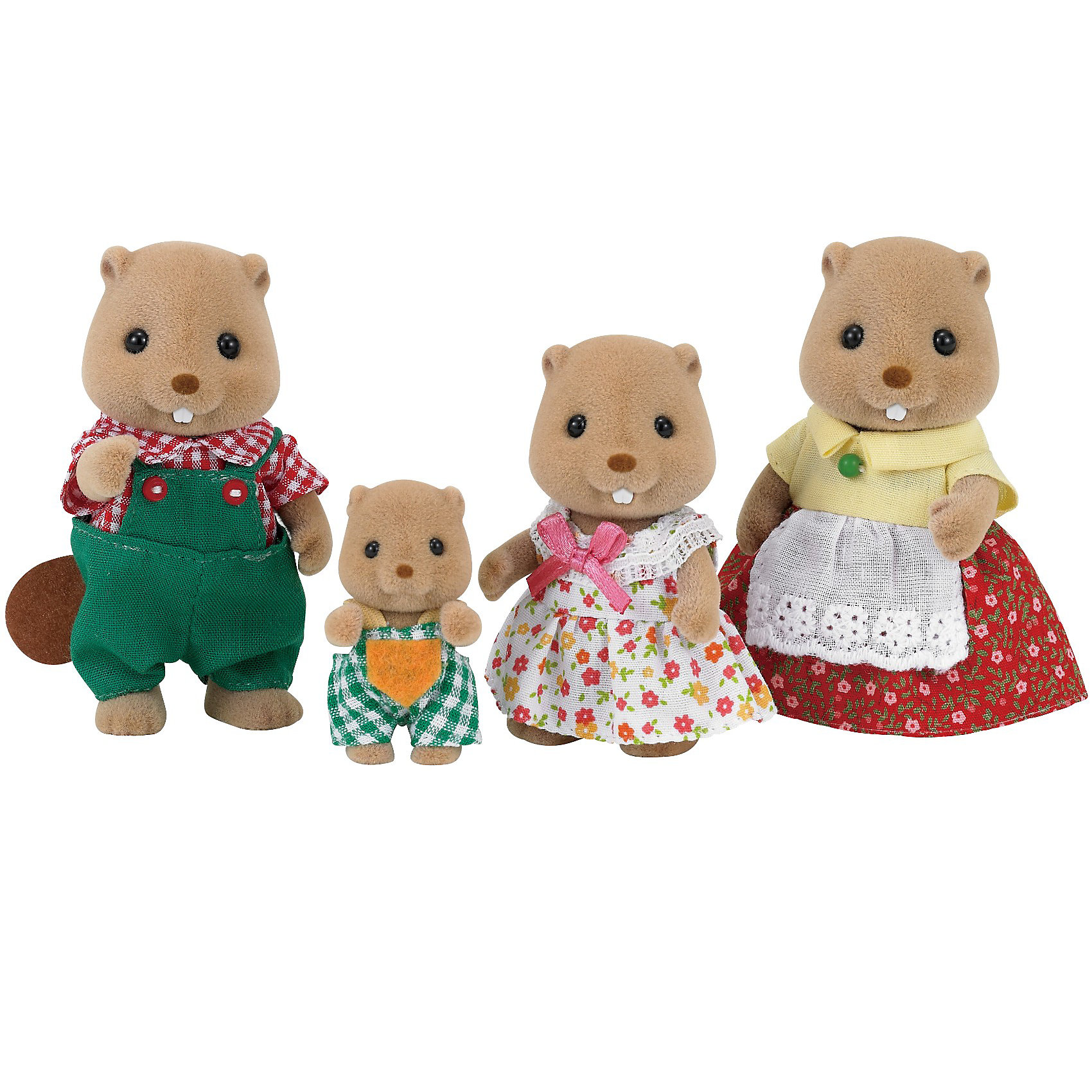 Набор Семья Бобров, Sylvanian Families Набор Семья Бобров, Sylvanian FamiliesSylvanian Families<br>Набор Семья Бобров, Sylvanian Families (Сильваниан Фэмилис) - прекрасный набор в который входят четыре игрушки. Семья бобров - это дружная семья, состоящая из мамы, папы, их дочки и маленького сыночка. Игрушки выполнены из высококачественного материала, приятны на ощупь. У фигурок очень хорошо проработаны все детали; ручки и ножки подвижные. Каждый член семьи одет в красивый наряд. Мама и дочка - в очаровательные платьица, а папа и сын - в удобные комбинезоны. Игрушка прекрасно развивает мелкую моторику и воображение ребенка. Собери все животных Sylvanian Families (Сильваниан Фэмилис), пусть они ходят друг к другу в гости и дружат своими семьями!<br><br>Дополнительная информация: <br><br>- Размер: родители - 8 см, дети: 6 см, 3.5 см<br>- Материал: пластик, текстиль<br>- Комплектация: четыре фигурки в одежде.<br>- Подвижные лапки<br>- Одежда на липучках легко снимается и одевается.<br><br>Набор Семья Бобров, Sylvanian Families (Сильваниан Фэмилис) можно купить в нашем магазине.<br><br>Ширина мм: 204<br>Глубина мм: 169<br>Высота мм: 59<br>Вес г: 132<br>Возраст от месяцев: 36<br>Возраст до месяцев: 72<br>Пол: Женский<br>Возраст: Детский<br>SKU: 3549185
