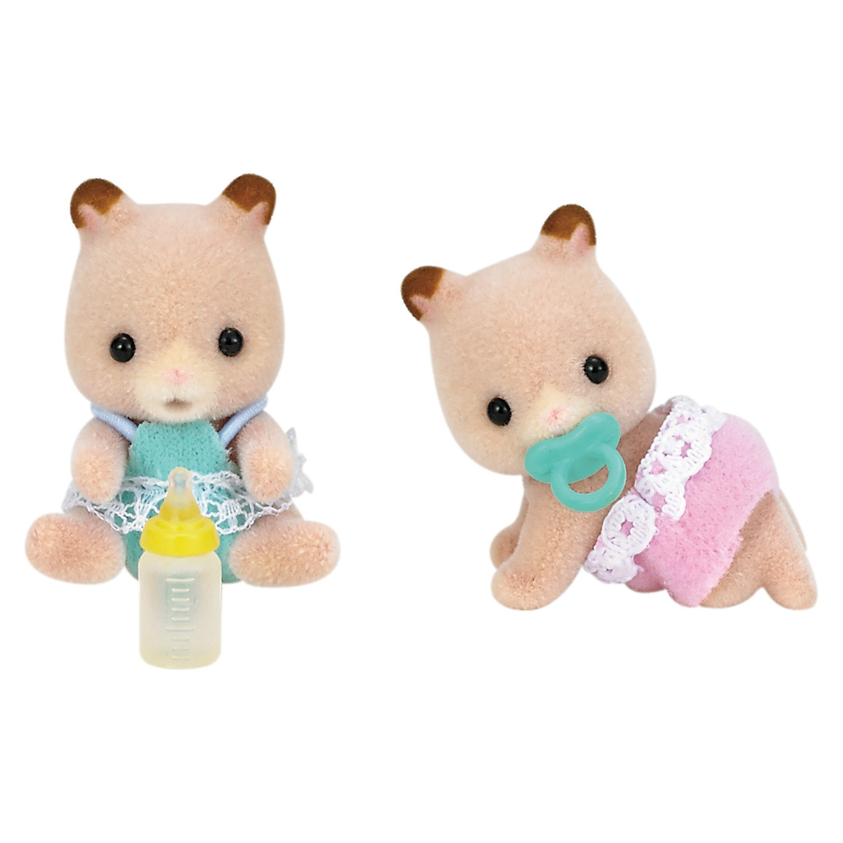 Набор Хомяки-двойняшки, Sylvanian Families Набор Хомяки-двойняшки, Sylvanian FamiliesSylvanian Families<br>Набор Хомяки-двойняшки, Sylvanian Families (Сильваниан Фэмилис) - прекрасный набор, состоящий из двух маленьких хомячков. Две сестренки, одна в голубом платьице, а другая - в розовых штанишках, - обязательно понравятся вашему ребенку. В комплект к фигуркам входят маленькая бутылочка и пустышка. Все детали игрушек отлично проработаны и выполнены из высококачественного материала. Этот набор прекрасно развивает мелкую моторику и фантазию ребенка.<br><br>Дополнительная информация:<br><br>- Материал: пластик, ПВХ с полимерным напылением, текстиль<br>- Размер: 3.5 см<br>- Комплектация: две фигурки, бутылочка, пустышка.<br>- Подвижные головы у фигурок<br><br>Набор Хомяки-двойняшки, Sylvanian Families (Сильваниан Фэмилис) можно купить в нашем магазине.<br><br>Ширина мм: 120<br>Глубина мм: 76<br>Высота мм: 38<br>Вес г: 34<br>Возраст от месяцев: 36<br>Возраст до месяцев: 72<br>Пол: Женский<br>Возраст: Детский<br>SKU: 3549207