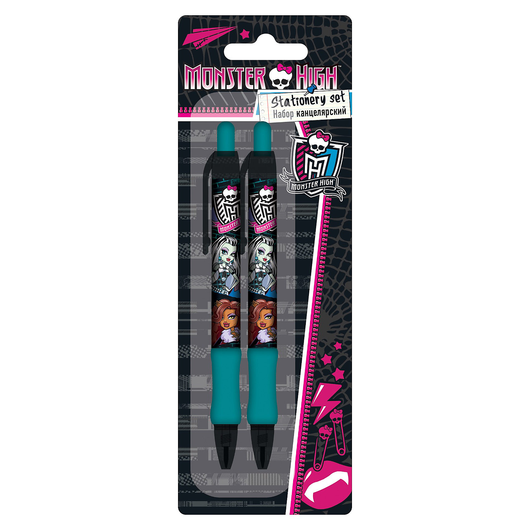 Набор: ручка синяя, карандаш механический, Monster High Набор: ручка синяя, карандаш механический, Monster HighMonster High Товары для школы<br>Канцелярский набор Monster High ( Школа Монстров) порадует маленькую школьницу и сделает ее занятия еще увлекательнее. В комплект входят шариковая ручка и механический карандаш. Ручка и карандаш имеют резиновое покрытие в нижней части, что значительно повышает удобство их использования. Увеличенный диаметр ручки и карандаша снижает утомляемость руки ребенка при письме и рисовании. Набор выполнен в оригинальном дизайне, в виде принта используется герои из всеми любимого мультсериала Monster High<br><br>Дополнительная информация:<br><br>- Размер упаковки: 22,5 х 8 х 1,5 см.<br>- Вес: 37 гр.<br><br>Канцелярский набор Monster High можно купить в нашем интернет-магазине.<br><br>Ширина мм: 225<br>Глубина мм: 80<br>Высота мм: 15<br>Вес г: 37<br>Возраст от месяцев: 120<br>Возраст до месяцев: 144<br>Пол: Женский<br>Возраст: Детский<br>SKU: 3563212
