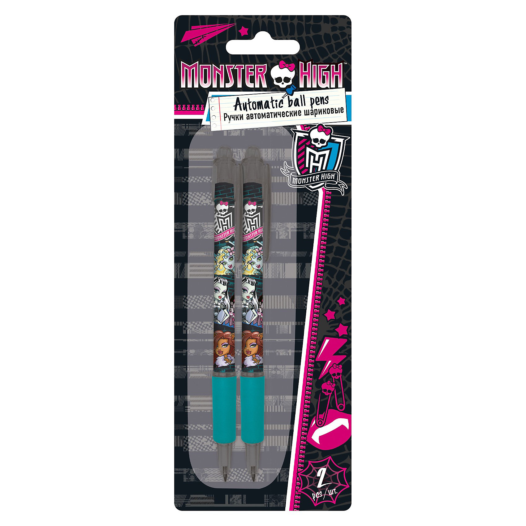 Ручки шариковые, синий, 2 шт, Monster High Ручки шариковые, синий, 2 шт, Monster HighMonster High<br>Набор из двух шариковых автоматических ручек Monster High (Школа Монстров) станет замечательным дополнением к другим канцелярским принадлежностям бренда Monster High. Ручки выполнены в оригинальном дизайне с изображениями героинь мультсериала Школа монстров. Для удобства ребенка, ручки Monster High имеют нескользящее основание, цвет пасты - синий.<br><br>Дополнительная информация:<br><br>- Размер упаковки: 20 х 7 х 1,5 см.<br>- Вес: 30 гр.<br><br>Ручки шариковые Monster High можно купить в нашем интернет-магазине.<br><br>Ширина мм: 200<br>Глубина мм: 70<br>Высота мм: 15<br>Вес г: 30<br>Возраст от месяцев: 120<br>Возраст до месяцев: 144<br>Пол: Женский<br>Возраст: Детский<br>SKU: 3563226