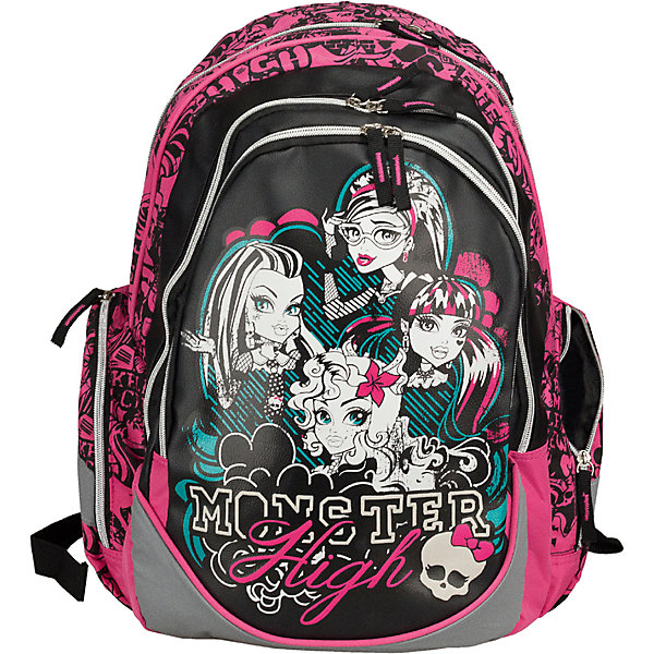 Школьный рюкзак, Monster High Школьный рюкзак, Monster HighMonster High<br>Рюкзак Monster High (Школа Монстров) комфортный и красивый рюкзак для школы и занятий спортом, который наверняка порадует маленькую школьницу. Рюкзак выполнен в оригинальном дизайне, в виде принта используются героини из всеми любимого мультфильма Школа монстров. Спинка рюкзака - поролон с вентиляционной сеткой.<br><br>Внутри два основных отделения, отделение для ноутбука, карманы для канцелярских принадлежностей. Плечевые лямки рюкзака регулируются по длине и росту ребенка. Кроме того имеется дополнительная ручка для переноски рюкзака в руке.<br><br>Дополнительная информация:<br><br>- Материал: полиэстер.<br>- Размер: 44 х 30 х 14,5 см.<br><br>Рюкзак Monster High можно купить в нашем интернет-магазине.<br><br>Ширина мм: 440<br>Глубина мм: 300<br>Высота мм: 145<br>Вес г: 800<br>Возраст от месяцев: 72<br>Возраст до месяцев: 144<br>Пол: Женский<br>Возраст: Детский<br>SKU: 3563311
