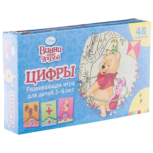 Развивающая игра Цифры, Винни Пух Развивающая игра Цифры, Винни ПухПособия для обучения счёту<br>Развивающая игра Цифры, Winnie the Pooh поможет ребенку научиться считать. С помощью любимых героев мультика Винни и его друзья малыш выучит цифры и сможет выполнить простые арифметические действия. Ребенку необходимо собрать 24 пары из карточек, объединенных по определенному принципу. Заниматься и играть можно как вдвоём с ребёнком, так и с несколькими детьми. Игра способствует развитию навыков устного счета, тренирует внимание, мышление, совершенствует мелкую моторику рук.<br><br>Развивающая игра «Цифры» поможет с пользой провести время!<br><br>Дополнительная информация:<br><br>- В комплекте: 48 игровых карточек<br>- Материал: картон<br>- Размер упаковки: 20 х 12 х 4 см<br>- Вес: 140 г.<br><br>Развивающую игру Цифры, Winnie the Pooh можно купить в нашем интернет-магазине.<br><br>Ширина мм: 200<br>Глубина мм: 120<br>Высота мм: 40<br>Вес г: 140<br>Возраст от месяцев: 36<br>Возраст до месяцев: 72<br>Пол: Унисекс<br>Возраст: Детский<br>SKU: 3565970