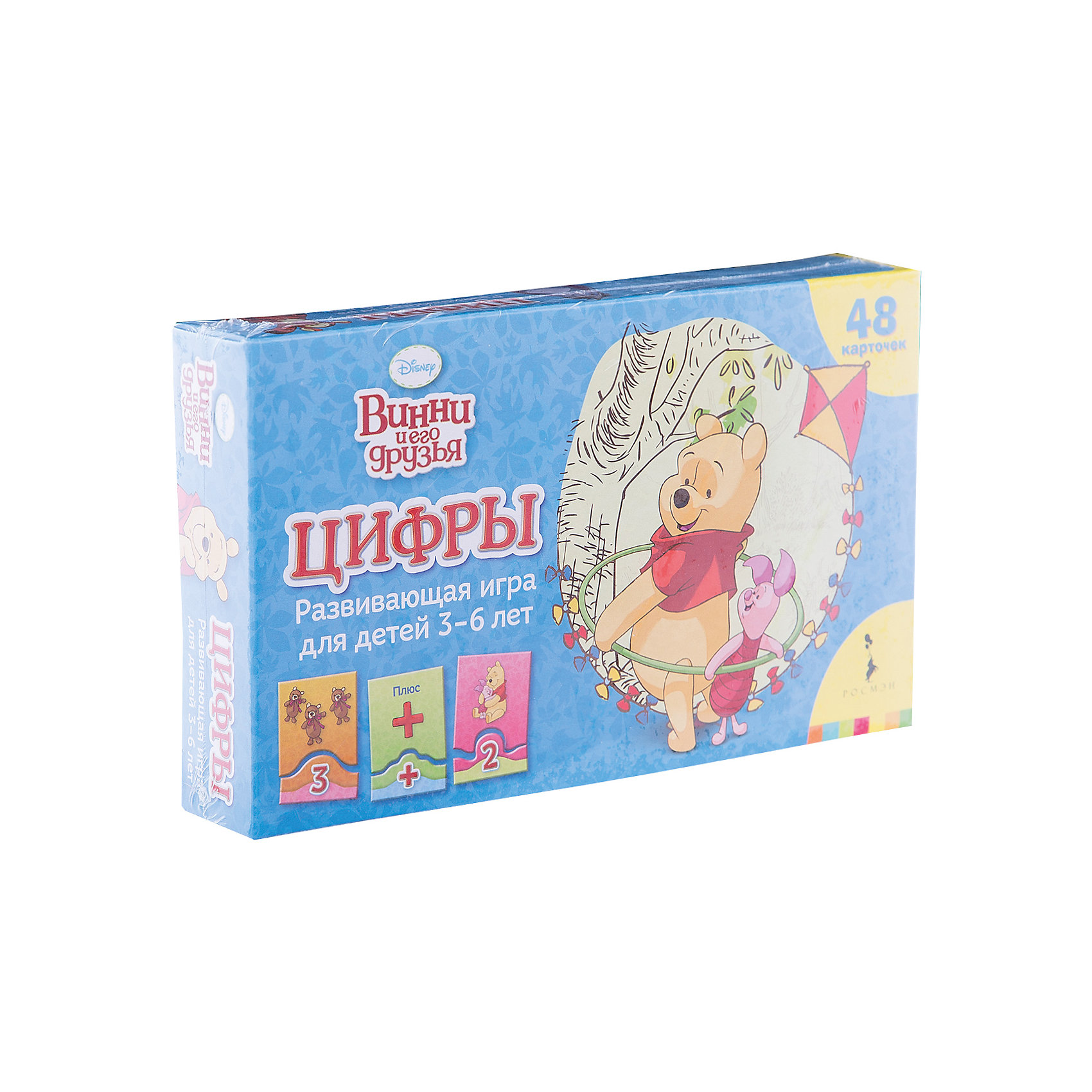 Развивающая игра Цифры, Винни Пух Развивающая игра Цифры, Винни ПухОбучение счету<br>Развивающая игра Цифры, Winnie the Pooh поможет ребенку научиться считать. С помощью любимых героев мультика Винни и его друзья малыш выучит цифры и сможет выполнить простые арифметические действия. Ребенку необходимо собрать 24 пары из карточек, объединенных по определенному принципу. Заниматься и играть можно как вдвоём с ребёнком, так и с несколькими детьми. Игра способствует развитию навыков устного счета, тренирует внимание, мышление, совершенствует мелкую моторику рук.<br><br>Развивающая игра «Цифры» поможет с пользой провести время!<br><br>Дополнительная информация:<br><br>- В комплекте: 48 игровых карточек<br>- Материал: картон<br>- Размер упаковки: 20 х 12 х 4 см<br>- Вес: 140 г.<br><br>Развивающую игру Цифры, Winnie the Pooh можно купить в нашем интернет-магазине.<br><br>Ширина мм: 200<br>Глубина мм: 120<br>Высота мм: 40<br>Вес г: 140<br>Возраст от месяцев: 36<br>Возраст до месяцев: 72<br>Пол: Унисекс<br>Возраст: Детский<br>SKU: 3565970