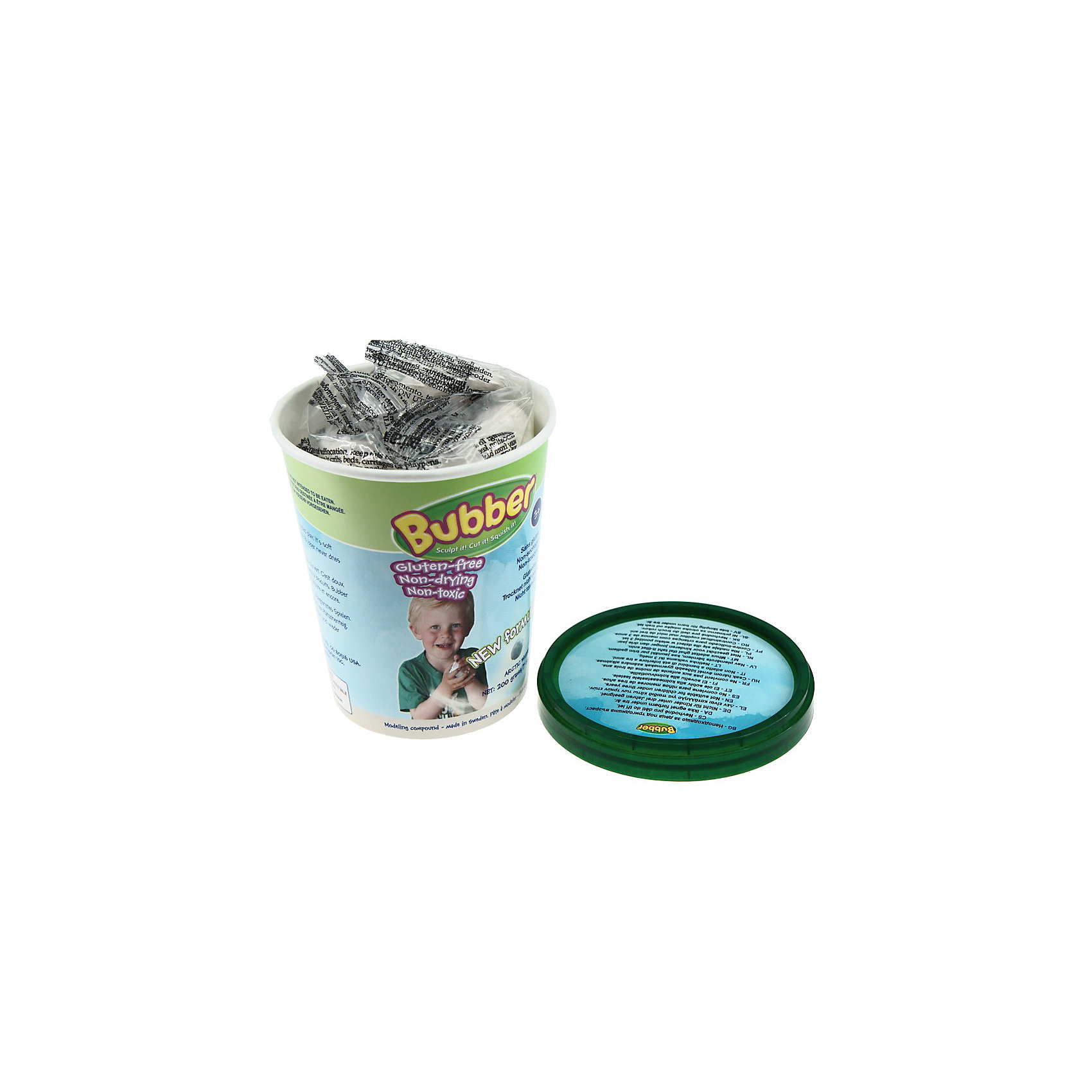 Масса для лепки Bubber, WABA FUN, 200 гр., белый Масса для лепки Bubber, WABA FUN, 200 гр., белыйМасса для лепки Bubber от Waba Fun это уникальный инструмент для детского творчества. Смеси Bubber состоят из мельчайших керамических сфер и специального связующего компонента. Мягкие и невесомые смеси для лепки Bubber приятны на ощупь и предоставляют огромные возможности для игр и творчества, из них можно лепить волшебные замки, макеты и статуи, различные геометрические фигуры с четкими гранями и более простые формы, придумывать новые фигурки.<br><br>Смеси Bubber совершенно безопасны, нетоксичны и гипоаллергенны, не липнут к рукам, легко чистятся и не оставляют пятен. Смеси не сохнут, поэтому можно играть с ними снова и снова. В данном наборе представлена смесь белого цвета в пластиковом ведерке 200 гр., с ее помощью Ваш ребенок сможет слепить разнообразные фигуры, которые будут держать форму, не смотря на рассыпчатую структуру строительного материала. <br><br>Занятия лепкой из смесей Bubber стимулируют развитие творческих способностей и воображения у ребёнка, развивают мелкую моторику, способствуют формированию речи и подготавливают руку к письму.<br><br>Дополнительная информация:<br><br>- Материал: мелкие керамические сферы и связующий компонент.<br>- Размер упаковки: 10 x 9 x 10 см.<br>- Вес: 200 гр.<br><br>Массу для лепки Bubber (белая) от Waba Fun можно купить в нашем интернет-магазине.<br><br>Ширина мм: 200<br>Глубина мм: 65<br>Высота мм: 190<br>Вес г: 200<br>Возраст от месяцев: 36<br>Возраст до месяцев: 84<br>Пол: Унисекс<br>Возраст: Детский<br>SKU: 3571635