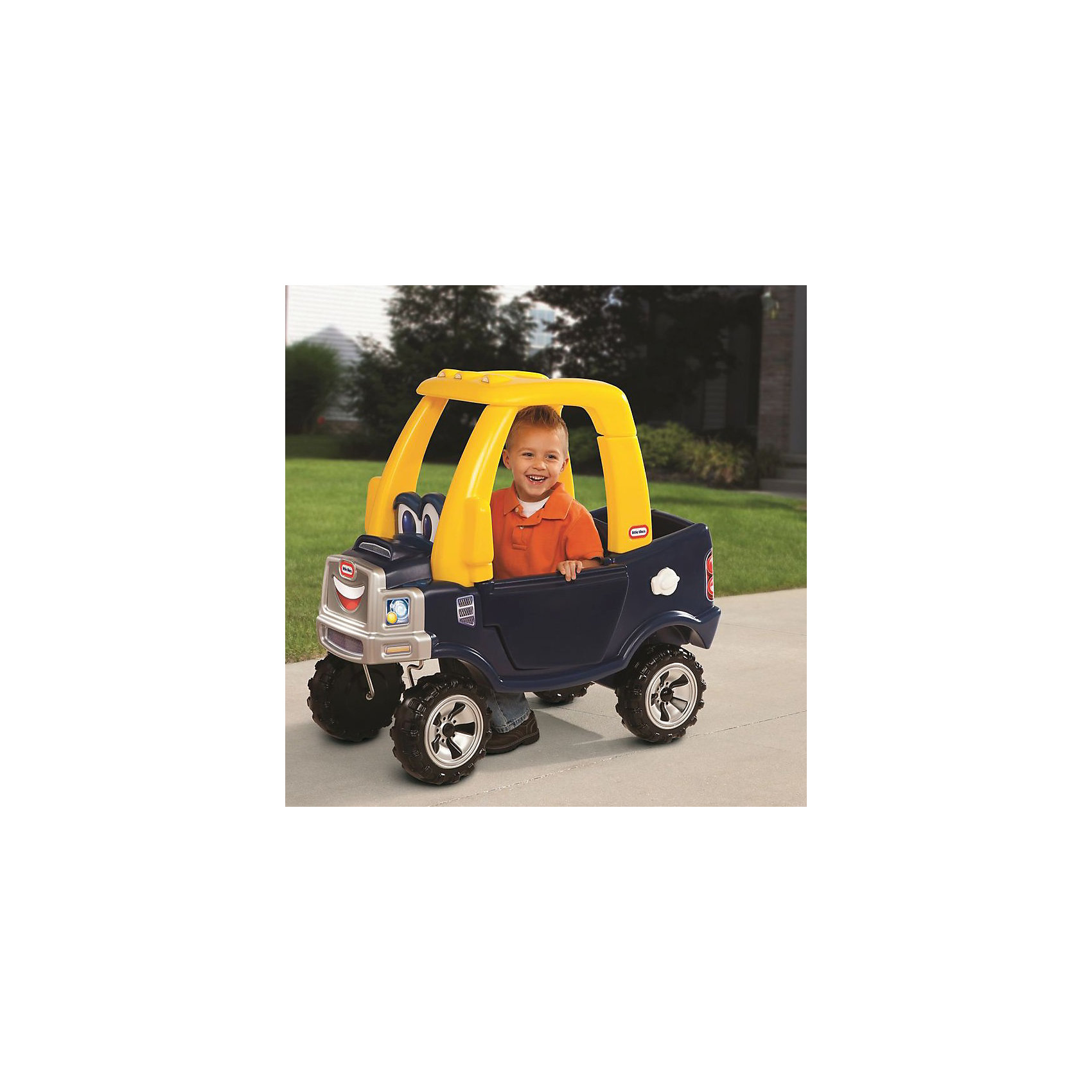 Игрушка-каталка, синяя, Little Tikes Игрушка-каталка, синяя, Little TikesМашинки-каталки<br>Эффектная Игрушка-каталка, синяя, Little Tikes (Литтл Тайкс) с желтой крышей, на передней панели изображена милая мордашка с большими добрыми глазами и озорной улыбкой. <br><br>Яркий и вместительный внедорожник для увлекательных поездок. Каталка - идеальный вид транспорта для веселых прогулок. В днище автомобиля находится отверстие для ног (его надо открыть, сняв панель с пола). Теперь в движение машинка будет приводиться именно при помощи ног, что благотворно влияет на физическое развитие малыша. Прочные мощные колеса являются не только красивым элементом, но и дают возможность прокатиться по неровной поверхности. <br><br>Характеристики:<br>-Дверь водителя легко открывается, малыш вполне справится с ней самостоятельно<br>-Открывающаяся панель багажника дает дополнительное сходство с настоящей машиной-пикапом и, конечно, возможность удобно разместить все необходимое<br>-У автомобиля есть ручка, с помощью которой мама может катать в ней малыша<br>-Передние колеса вращаются на 360 градусов<br>-В машине даже есть ключ зажигания и бензобак с открывающейся крышкой<br>-Ограничения по весу: до 23 кг<br>-При изготовлении каталки применяется метод центробежного литья, что позволяет сделать ее ударопрочной и устойчивой к перепадам температур (до -18 С)<br><br>Дополнительная информация:<br>-Для работы игрушки (сигнала) необходимы 2 батарейки LR44 (в комплект не входят)<br>-Материал: пластик<br>-Размер упаковки: 46х90х45 см<br>-Размер товара: 91х43х88 см<br>-Вес упаковки: 31 кг<br><br>Всем детям понравится машинка-каталка с забавным дизайном и яркими деталями, и они будут совершать увлекательные прогулки. <br><br>Игрушка-каталка, синяя, Little Tikes (Литтл Тайкс) можно купить в нашем магазине.<br><br>Ширина мм: 900<br>Глубина мм: 460<br>Высота мм: 470<br>Вес г: 11890<br>Возраст от месяцев: 18<br>Возраст до месяцев: 60<br>Пол: Унисекс<br>Возраст: Детский<br>SKU: 3576872
