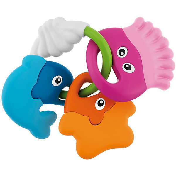 Погремушка Морские животные, Chicco Погремушка Морские животные, ChiccoИгрушки для новорожденных<br>Погремушка Морские животные, Chicco (Чико) – эта забавная погремушка-прорезыватель привлечет внимание вашего малыша.<br>Симпатичная погремушка в форме 3 забавных рыбок прекрасно успокоят Вашего ребенка в период, когда у него прорезаются зубы. Три разноцветные рыбки легко ложатся в руку благодаря удобному кольцу. Они изготовлены из жесткой пластмассы с одной стороны, и из мягкой пластмассы с внешней стороны. Яркие и насыщенные цвета привлекают внимание ребенка, помогают концентрировать взгляд на предмете, а перезвон погремушки - тренируют слух малыша.<br><br>Дополнительная информация:<br><br>- Материал: высококачественная пластмасса<br>- Размер упаковки: 23 x 14 x 2 см.<br><br>Погремушку Морские животные, Chicco (Чико) можно купить в нашем интернет-магазине.<br><br>Ширина мм: 209<br>Глубина мм: 164<br>Высота мм: 44<br>Вес г: 99<br>Возраст от месяцев: 3<br>Возраст до месяцев: 18<br>Пол: Унисекс<br>Возраст: Детский<br>SKU: 3587125