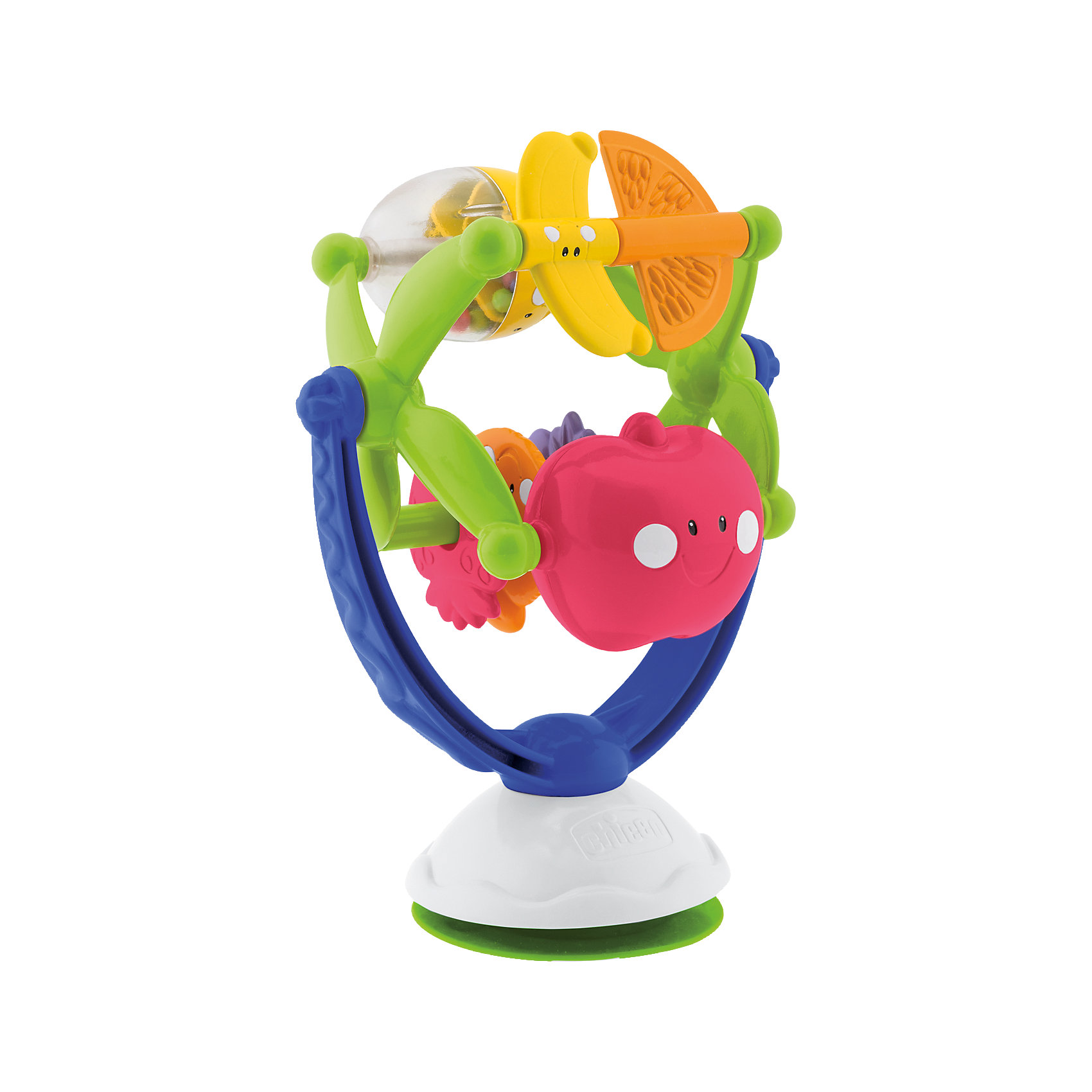 Игрушка для стульчика Музыкальные фрукты, Chicco Игрушка для стульчика Музыкальные фрукты, ChiccoИнтерактивные игрушки для малышей<br>Игрушка для стульчика Музыкальные фрукты, Chicco (Чико) – это красочная электронная игрушка для детского стула.<br>Игрушка Музыкальные фрукты на присоске, которую можно закрепить на детском стульчике или другой ровной поверхности для удобства малыша. Каждый фрукт имеет свой собственный цвет, форму и поверхность. Их можно поворачивать, это активирует веселую мелодию. Внутри лимона - разноцветные шарики. Яркая игрушка привлечет внимание малыша и увлечет его занимательной игрой. Игрушка развивает мелкую моторику, зрительное восприятие, координацию рук, восприимчивость ребенка к музыке. Изготовлена из безопасного материала.<br><br>Дополнительная информация:<br><br>- Материал: пластик<br>- Батарейки: 2 x 1.5 В LR44 (входят в комплект)<br>- Размер: 17?11?13 см.<br>- Вес: 0,35 кг.<br><br>Игрушку для стульчика Музыкальные фрукты, Chicco (Чико) можно купить в нашем интернет-магазине.<br><br>Ширина мм: 212<br>Глубина мм: 152<br>Высота мм: 116<br>Вес г: 317<br>Возраст от месяцев: 6<br>Возраст до месяцев: 18<br>Пол: Унисекс<br>Возраст: Детский<br>SKU: 3587129