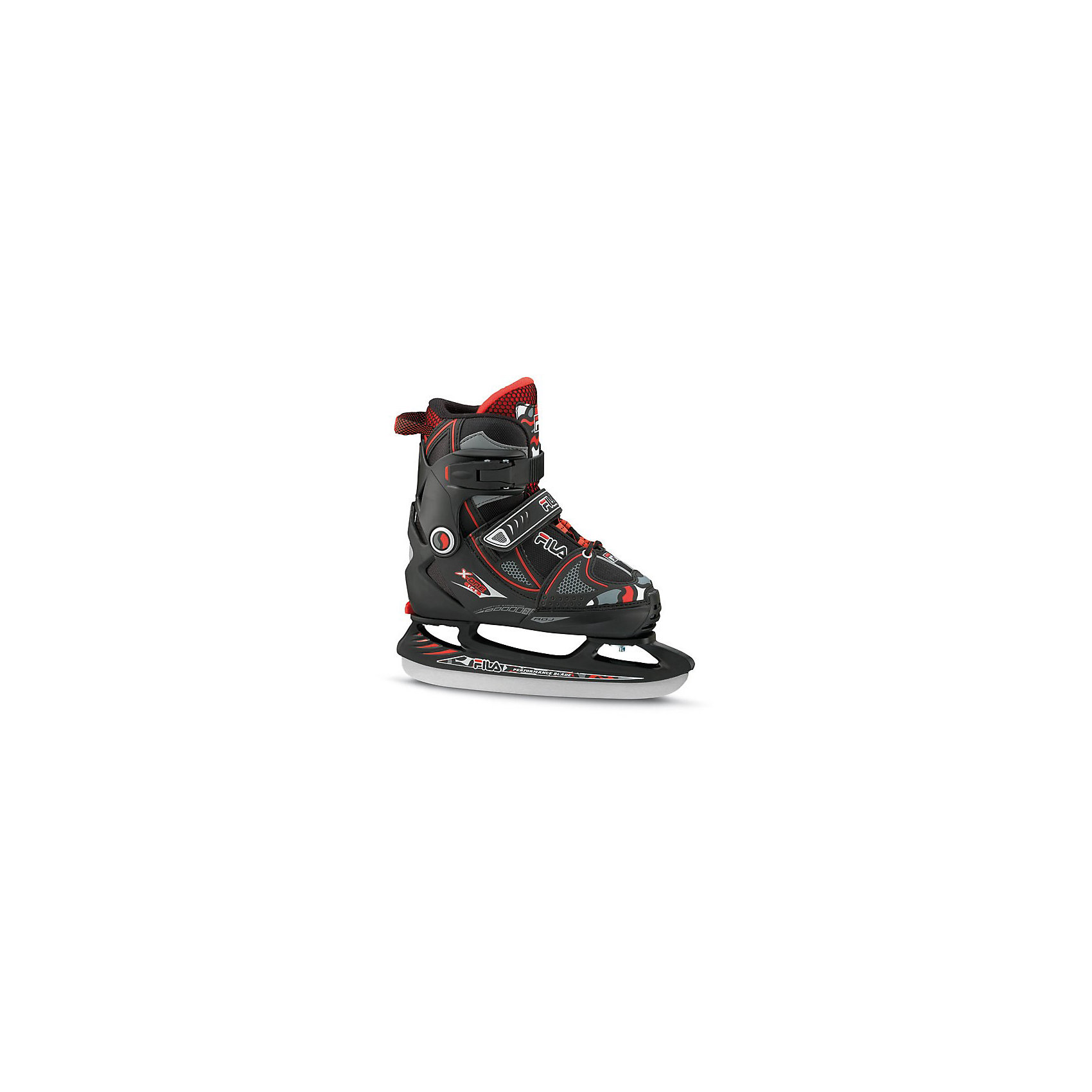 Ледовые коньки X-One Ice, чёрный/ красный, FILA Ледовые коньки X-One Ice, чёрный/ красный, FILAКоньки<br>Ледовые коньки Primo Ice FILA (ФИЛА) - больше, чем просто катание.<br><br>Компания Fila известна как производитель высококачественных изделий для летних и зимних видов спорта, фитнеса и отдыха и имеет многолетний опыт разработки и производства спортивного инвентаря.<br>Эти ледовые коньки для мальчиков имеют ботинки из полимерных материалов с текстильной подкладкой внутри, сохраняющей ноги в тепле.<br>Коньки раздвигаются на четыре полных размера при помощи запатентованного механизма.<br>Коньки застегиваются на ноге при помощи бакли, липучки и шнурков.<br><br>Дополнительная информация:<br><br>- состав 10% пвх, 35% нейлон, 45% полиэстер, 5% сталь, 5% сталь<br>- лезвие из нержавеющей стали 53-55HRC, толщина 3,55 мм.<br><br>Ледовые коньки X-One Ice G, чёрный/ розовый, FILA можно купить в нашем магазине.<br><br>Ширина мм: 448<br>Глубина мм: 330<br>Высота мм: 137<br>Вес г: 2398<br>Цвет: черный<br>Возраст от месяцев: 96<br>Возраст до месяцев: 1200<br>Пол: Мужской<br>Возраст: Детский<br>Размер: 38-41,35-38,32-35<br>SKU: 3604488
