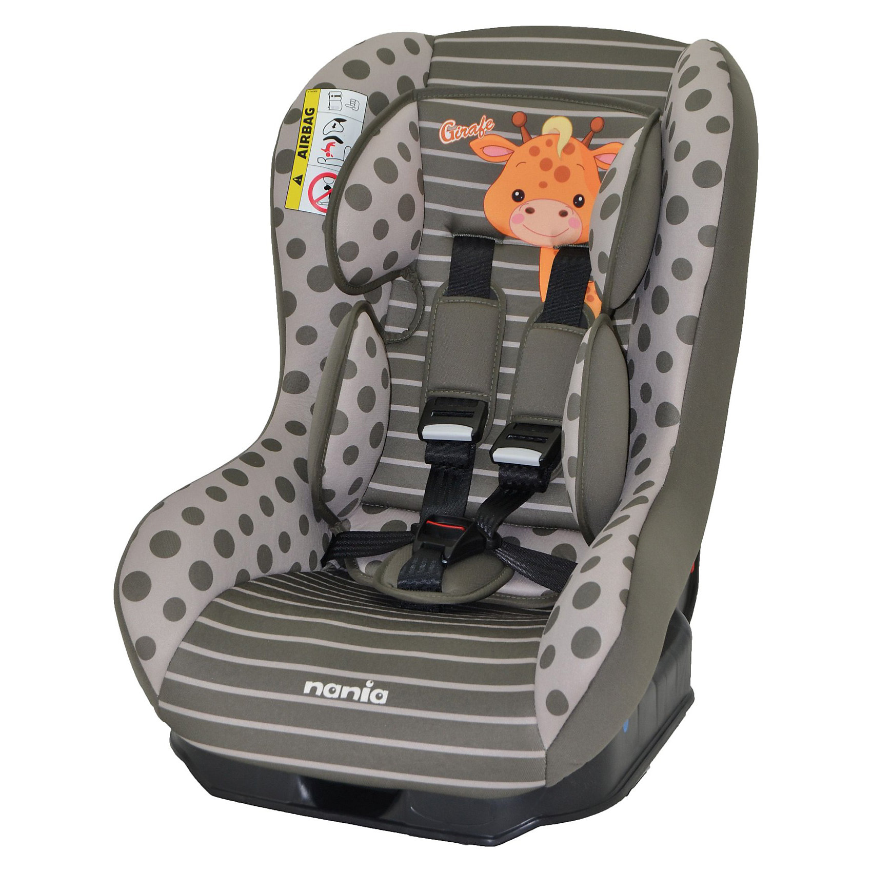 Автокресло Nania Driver, 0-18 кг, girafe Автокресло Nania Driver, 0-18 кг, girafeГруппа 0+, 1 (До 18 кг)<br>Driver SP FST<br>Серия: 0/1 (0-18)кг<br>Driver, группа 0-1 (0-18 кг) Вес ребенка от 0 до 18 кг (с рождения и примерно до 4 лет). Прочный каркас анатомической формы из полипропилена. Поглощающая силу удара прослойка из полистирола. Пятиточечные ремни безопасности с 3-мя уровнями регулировки по высоте. Пять положений наклона спинки. Мягкий вкладыш под спину, который позволяет перевозить совсем маленьких детей. Съемное покрытие можно стирать вручную при температуре не выше 30 С.. Устанавливается в автомобилях с 3-х точечными ремнями безопасности: при весе ребенка от 0 до 10 кг кресло устанавливается против движения автомобиля; при весе ребенка от 10 до 18 кг кресло устанавливается по ходу движения. Кресло имеет европейский сертификат безопасности по строжайшим нормам ЕСЕ R44/03.<br><br>Ширина мм: 460<br>Глубина мм: 520<br>Высота мм: 600<br>Вес г: 12490<br>Возраст от месяцев: 0<br>Возраст до месяцев: 36<br>Пол: Унисекс<br>Возраст: Детский<br>SKU: 3607059
