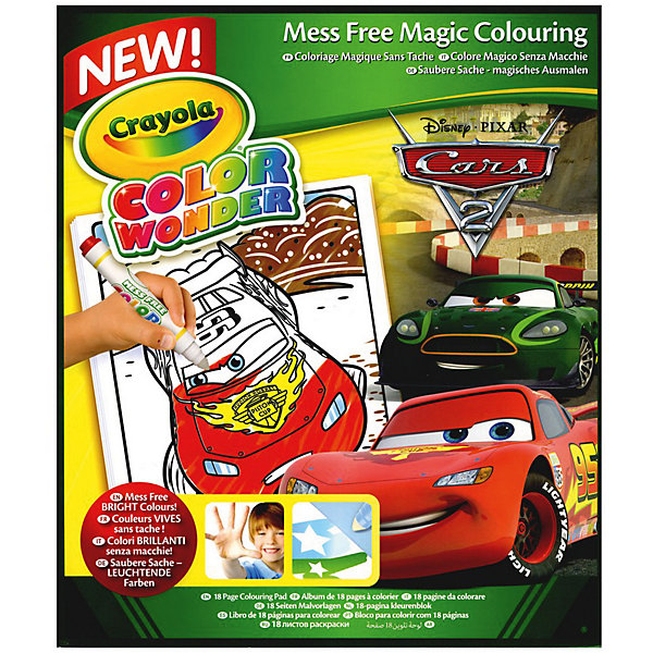 Раскраска с фломастерами Color Wonder, Тачки Раскраска с фломастерами Color Wonder, ТачкиРаскраски по номерам<br>Набор Раскраска с фломастерами Color Wonder, Тачки входит в уникальную серию Color Wonder – принадлежностей для детского творчества от Crayola (Крайола). Отличительная черта фломастеров и маркеров этой серии в том, что они могут рисовать только на специальной бумаге. А это значит, что даже если юный художник решить раскрасить что-то неподходящее (к примеру, порисовать на обоях или в книжке), у него ничего не выйдет. <br>В комплект с раскраской из 18 листов входят 5 фломастеров. Их цвета яркие и насыщенные. При этом краска не содержит токсичных веществ, игрушка безопасна для детского здоровья.<br>Для того чтобы придать цвет рисункам из этой раскраски, вы можете использовать не только предложенные в комплекте 5 оттенков (красный, голубой, зеленый, коричневый и желтый), но и отдельно приобрести любые фломастеры и маркеры серии Color Wonder.<br><br>Дополнительная информация:<br><br>Размеры упаковки: 25,5х21х0,3 см. <br>Вес игрушки: 197 грамм.<br><br>Раскраску с фломастерами Color Wonder, Тачки (Cars) можно купить в нашем магазине.<br><br>Ширина мм: 312<br>Глубина мм: 225<br>Высота мм: 27<br>Вес г: 193<br>Возраст от месяцев: 60<br>Возраст до месяцев: 96<br>Пол: Унисекс<br>Возраст: Детский<br>SKU: 3638598