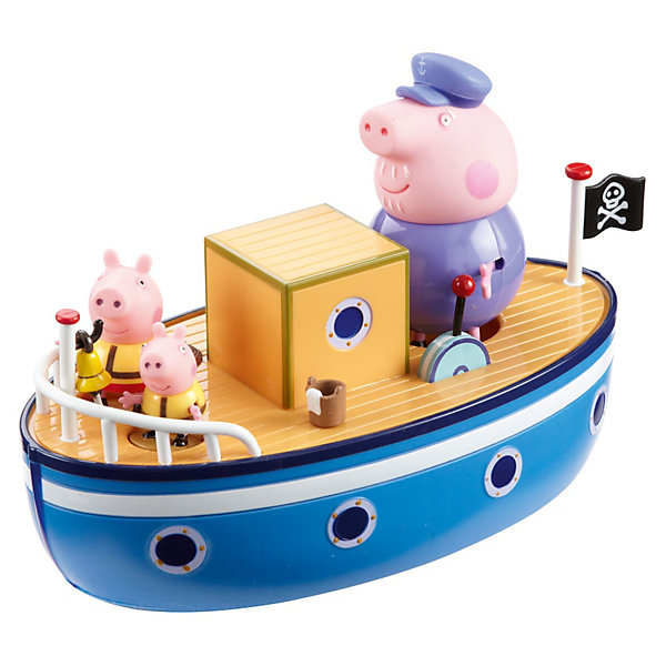 Игровой набор Морское приключение, Свинка Пеппа Игровой набор Морское приключение, Свинка ПеппаКорабли и лодки<br>Игровой набор Морское приключение, Свинка Пеппа порадует всех юных поклонниц популярного сериала о забавной свинке Пеппе Peppa Pig. Игрушка поможет придумать и разыграть сценки из жизни любимых персонажей мультика.<br><br>Свинка Пеппа вместе со своим братом Джорджем и дедушкой отправляются в морское путешествие на большом красивом корабле. На судне можно найти капитанскую рубку, крюк<br>с лебедкой, ведерко с тряпкой, чтобы драить палубу, иллюминаторы, декоративный рычаг и пиратский флаг. Входящими в комплект фигурками можно играть отдельно, свинки<br>могут сходить на берег, а потом вернуться на кораблик вместе с новыми друзьями и родственниками. Игрушка отлично держится на воде, поэтому с ней можно играть и в ванной во время купания, и брать с собой на пляж или в бассейн.<br><br>Дополнительная информация:<br><br>- В комплекте: лодка, 3 фигурки - Пеппа, Джордж и дедушка, 3 цветных мелка.<br>- Материал: пластик.<br>- Высота фигурок: 5 см.<br>- Размер кораблика: 24 x 13 x 12 см.<br>- Размер упаковки: 34 x 17 x 22 см.<br><br>Игровой набор Морское приключение, Свинка Пеппа можно купить в нашем интернет-магазине.<br><br>Ширина мм: 340<br>Глубина мм: 170<br>Высота мм: 220<br>Вес г: 630<br>Возраст от месяцев: 36<br>Возраст до месяцев: 84<br>Пол: Унисекс<br>Возраст: Детский<br>SKU: 3672297