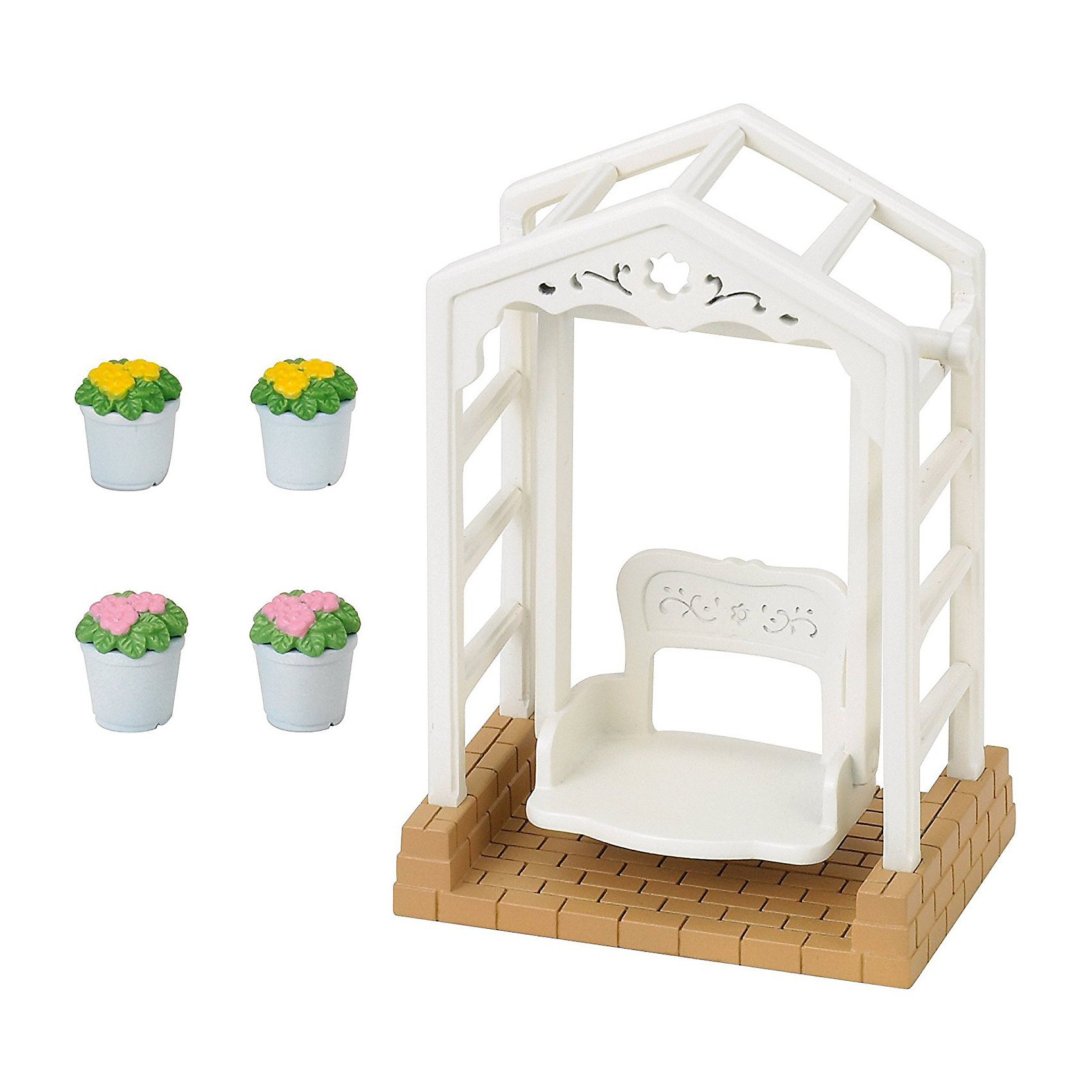 Набор Садовые качели, Sylvanian Families Набор Садовые качели, Sylvanian FamiliesSylvanian Families<br>Набор Садовые качели, Sylvanian Families (Сильваниан Фемилис) - замечательный игровой набор который порадует Вашего ребенка, особенно если он является поклонником сказочной страны Сильвания Фtмилиc и ее обитателей. Sylvanian Families (Сильваниан Фемилис) - это целая серия игровых наборов и забавных зверюшек, которые объединены общим сюжетом: лесные обитатели живут большими семьями в своих домиках, в каждой семье есть родители и дети. Из деталей наборов можно собрать целый городок, в котором будут школы, магазины, детские сады, больницы, рынок и многое другое.<br><br>В состав данного набора входят садовые качели белого цвета, выполненные в виде диванчика, на которых с удовольствием будут качаться зверюшки Sylvanian Families (Сильваниан Фемилис). Качели установлены на площадке, вымощенной кирпичом. В комплект также входят 4 горшка с цветами. <br>Игрушка станет замечательным дополнением к домику и другим предметам интерьера из серии Sylvanian Families (Сильваниан Фемилис).<br><br>Дополнительная информация:<br><br>- Фигурки зверюшек продаются отдельно.<br>- Материал: пластик.<br>- Размер упаковки: 10 х 15 х 8 см.<br>- Вес: 160 гр.<br><br>Набор Садовые качели, Sylvanian Families (Сильваниан Фемилис) можно купить в нашем интернет-магазине.<br><br>Ширина мм: 100<br>Глубина мм: 150<br>Высота мм: 80<br>Вес г: 160<br>Возраст от месяцев: 36<br>Возраст до месяцев: 72<br>Пол: Женский<br>Возраст: Детский<br>SKU: 3696118