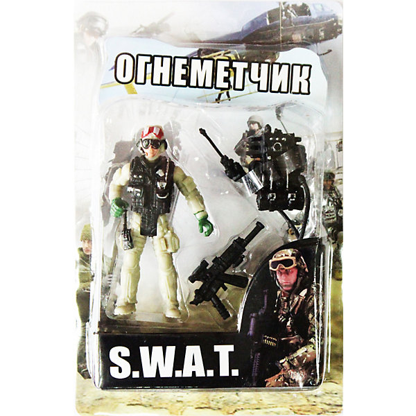 Фигурка Огнеметчик. Отряд SWAT Фигурка Огнеметчик. Отряд SWATСолдатики, люди и рыцари<br>Все мальчишки любят играть в войн и солдатиков, а когда это бойцы спецподразделения SWAT (Special Weapons and Tactics), игра становится еще более интересной. Цель бойцов спецназа - обеспечение огневой мощи в ходе специальных операций в ситуациях, характеризующихся высокой степенью риска, где специальная тактика необходима для минимизации потерь.<br>Задача огнеметчика - ведение боевых действий по уничтожению огнём живой силы противника, боевой техники, инженерных сооружений и транспортных средств на поле боя и в тылу противника, а также создание пожаров и постановка дымовых завес.<br><br>Дополнительная информация:<br><br>- высота: около 10 см<br>- у фигурки подвижные руки и ноги<br>- размер упаковки: 14 х 20 х 4 см<br>- материал: пластик<br>- в комплекте аксессуары: ранцевый огнемет и автомат<br><br>Фигурку Огнеметчика. Отряд SWAT можно купить в нашем магазине.<br><br>Ширина мм: 40<br>Глубина мм: 140<br>Высота мм: 200<br>Вес г: 200<br>Возраст от месяцев: 36<br>Возраст до месяцев: 120<br>Пол: Мужской<br>Возраст: Детский<br>SKU: 3730515
