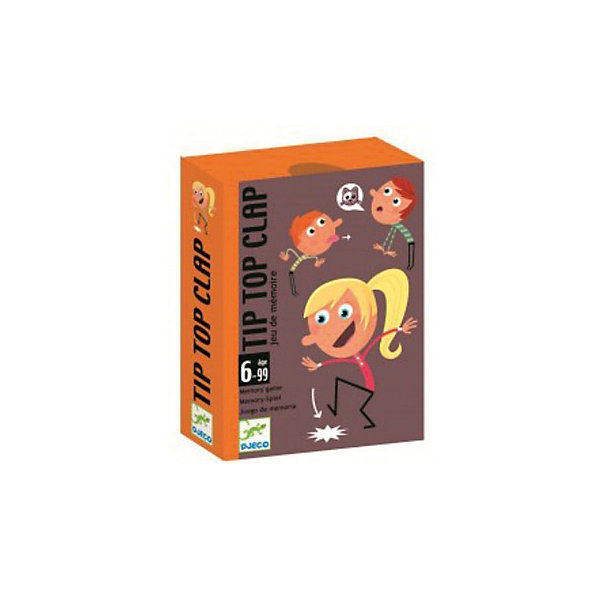 Настольная игра Djeco Тип топ хлоп Настольная игра Djeco Тип топ хлопНастольные игры для всей семьи<br>Настольная игра «Теки» от французской компании DJECO (Джеко) сделает любой детский праздник веселым, а так же, при желании, и любой вечер в кругу семьи. Играйте вдвоем или с компанией и получайте массу удовольствия! Правила очень просты: колода кладется в центре, игроки по очереди вытаскивают карты с заданием (1- похлопать в ладоши, 2- посвистеть, 3- подмигнуть, 4- изобразить «пук», 5- ударить по столу рукой, 6- показать язык, 7- помяукать, 8 – постучать по полу ногой), при этом необходимо выполнить не только свое, но и повторить все предыдущие в правильной последовательности. Тот, кто допускает ошибку, получает штрафную карту. Прояви внимательность и находчивость и собери меньше всех штрафных карт. Настольная игра «Теки» - это еще и отличный способ развить у детей память, координацию движений и коммуникативные способности. Игра очень привлекательна, ведь карты выполнены с замечательными иллюстрациями и прослужат очень долго. Играйте и веселитесь с пользой вместе с «Теки»!<br><br>Дополнительная информация: <br><br>- В наборе: колода из 32 карт с изображением различных заданий, инструкция с правилами;<br>- Могут играть от 2 до 5 человек;<br>- Отличный подарок;<br>- Понравится и взрослым и детям;<br>- Игра продается в красивой картонной коробке;<br>- Размер упаковки: 11 х 8 х 3 см<br>- Вес: 300 г<br><br>Настольную игру Теки, DJECO (Джеко) можно купить в нашем интернет-магазине.<br><br>Ширина мм: 110<br>Глубина мм: 85<br>Высота мм: 28<br>Вес г: 300<br>Возраст от месяцев: 72<br>Возраст до месяцев: 144<br>Пол: Унисекс<br>Возраст: Детский<br>SKU: 3778406