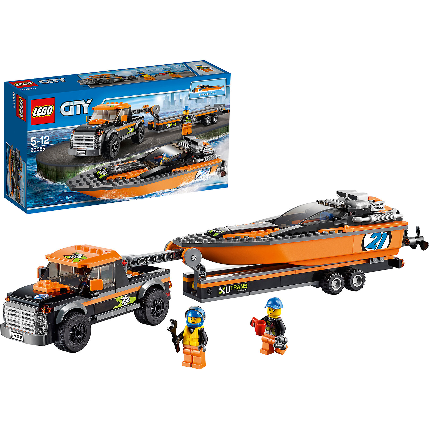 LEGO City 60085: Внедорожник 4x4 с гоночным катером LEGO City 60085: Внедорожник 4x4 с гоночным катеромLEGO City 60085: Внедорожник 4x4 с гоночным катером. Чемпионат по гонкам моторных катеров - значимое событие в жизни города. Мощная полноприводная машина доставит катер на место проведения гонки. Огромный катер, имеющий затемненное лобовое стекло, защищающее от солнечных лучей и мощный поворотный мотор, станет достойным претендентом на победу!<br><br>LEGO City (ЛЕГО Сити) - серия детских конструкторов ЛЕГО, с помощью которого ваш ребенок может погрузиться в мир мегаполиса. Эта серия поможет ребенку понять, как устроена жизнь города, какие функции выполняют те или иные люди и техника. Предлагает на выбор огромное множество профессий, сфер деятельности и ситуаций, связанных с ними. <br><br>Дополнительная информация:<br><br>- Конструкторы ЛЕГО развивают усидчивость, внимание, фантазию и мелкую моторику. <br>- Комплектация: гоночный катер, пикап, прицеп, две минифигурки, кружка, гаечный ключ. <br>- В комплекте две минифигурки с аксессуарами: гонщики катера. <br>- Катер: затемненное лобовое стекло, поворотные винты.<br>- Количество деталей: 301 шт.<br>- Серия ЛЕГО Сити (LEGO City ).<br>- Материал: пластик.<br>- Размер упаковки: 19,1 х 35,4 х 9,1 см.<br>- Вес: 0.759 кг.<br><br>Конструктор LEGO City ( ЛЕГО Сити)60085: Внедорожник 4x4 с гоночным катером можно купить в нашем магазине.<br><br>Ширина мм: 357<br>Глубина мм: 188<br>Высота мм: 95<br>Вес г: 667<br>Возраст от месяцев: 60<br>Возраст до месяцев: 144<br>Пол: Мужской<br>Возраст: Детский<br>SKU: 3786150