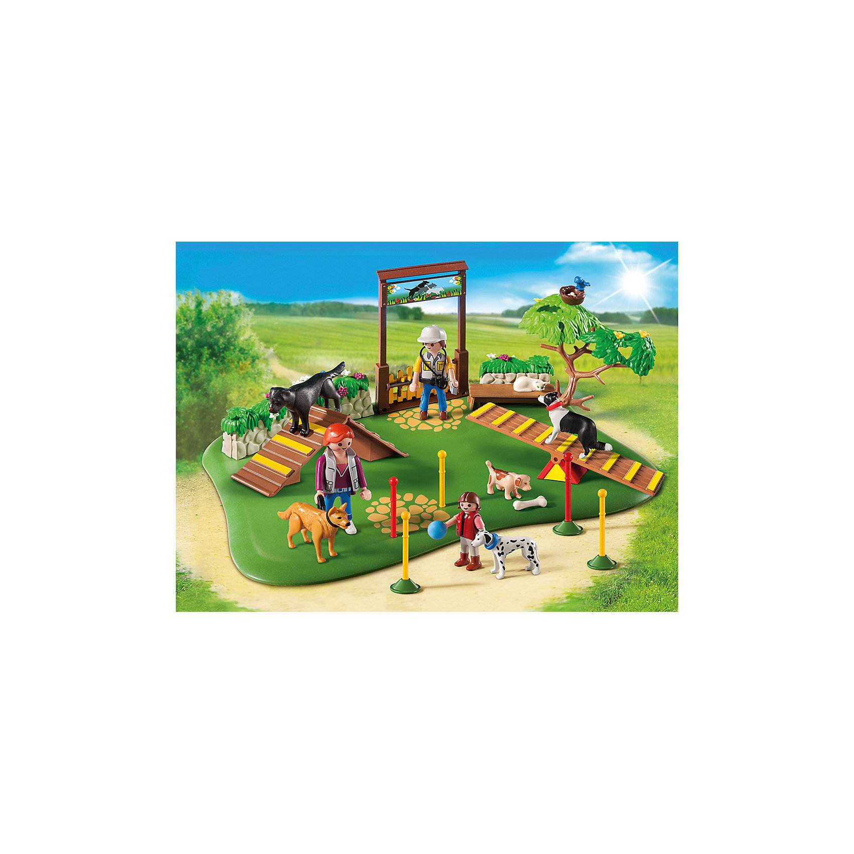 Супер набор: Дрессировка собак, PLAYMOBIL Супер набор: Дрессировка собак, PLAYMOBILПластмассовые конструкторы<br>Супер набор: Дрессировка собак, PLAYMOBIL (Плэймобил)<br><br>Характеристики:<br><br>• игровой сюжет о дрессировке собак<br>• множество вариантов игры<br>• в комплекте: 3 фигурки людей, 5 собак, кошка, площадка для тренировки, аксессуары<br>• размер упаковки: 35х25х7 см<br>• длина площадки: 32 см<br>• вес: 617 грамм<br>• материал: пластик<br><br>Набор от PLAYMOBIL поможет ребенку создать игрушечную дрессировку собак. Для этого в наборе есть тренировочная площадка, горки, собаки и, конечно же, тренер. Тренировка будет настолько интересной, что даже маленькая белая кошечка сможет уютно расположиться на скамейке. Сюжетно-ролевые игры помогут развить воображение, координацию движений и моторику.<br><br>Супер набор: Дрессировка собак, PLAYMOBIL (Плэймобил) вы можете купить в нашем интернет-магазине.<br><br>Ширина мм: 350<br>Глубина мм: 251<br>Высота мм: 73<br>Вес г: 589<br>Возраст от месяцев: 48<br>Возраст до месяцев: 120<br>Пол: Унисекс<br>Возраст: Детский<br>SKU: 3786340