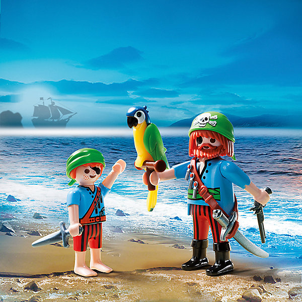 ДУО: Пираты отец с сыном, PLAYMOBIL ДУО: Пираты отец с сыном, PLAYMOBILПластмассовые конструкторы<br>В этом наборе представлены фигурки пиратов: отца и сына. Они имеют подвижные конечности, в руки можно вложить различные вещи. Все детали набора прекрасно проработаны, выполнены из высококачественного пластика. Играть с таким набором не только приятно и интересно - подобные виды игры развивают мелкую моторику, воображение, творческое мышление.<br><br>Дополнительная информация:<br><br>- Комплектация: 2 фигурки, аксессуары, попугай.<br>- 2 фигурки в комплекте.<br>- Материал: пластик.<br>- Размер упаковки: 17х15х4 см.<br>- Высота фигурки: 7,5 см. <br>- Голова, руки, ноги у фигурок подвижные.<br><br>Набор ДУО: Пираты отец с сыном, PLAYMOBIL (Плеймобил), можно купить в нашем магазине.<br><br>Ширина мм: 152<br>Глубина мм: 149<br>Высота мм: 40<br>Вес г: 55<br>Возраст от месяцев: 48<br>Возраст до месяцев: 120<br>Пол: Мужской<br>Возраст: Детский<br>SKU: 3786358