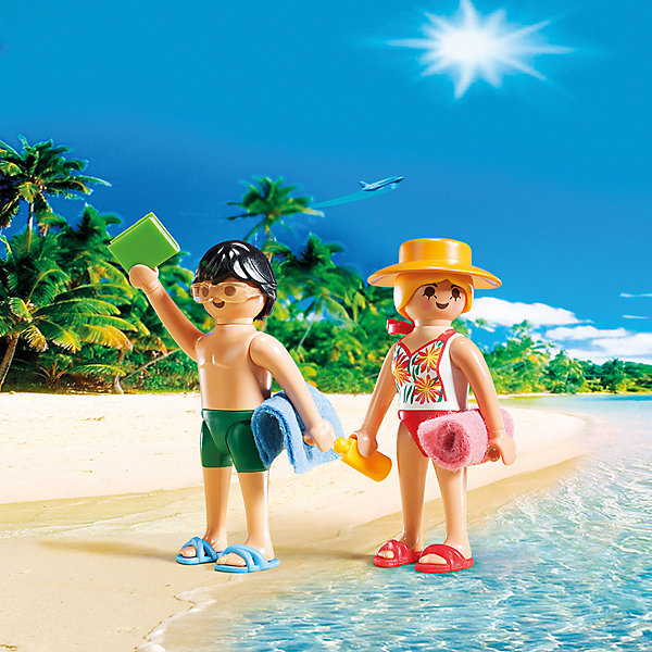 ДУО: Посетители пляжа, PLAYMOBIL ДУО: Посетители пляжа, PLAYMOBILПластмассовые конструкторы<br>ДУО: Посетители пляжа, PLAYMOBIL (Плэймобил)<br><br>Характеристики:<br><br>• подходит для интересного сюжета о летних приключениях <br>• изготовлены из прочных материалов<br>• в комплекте: 2 фигурки, аксессуары<br>• материал: пластик<br>• высота фигурок: 7,5 см<br>• размер упаковки: 15х15х4 см<br><br>Набор Посетители пляжа прекрасно подойдет для создания интересной истории на пляже. В комплект входят две фигурки, одетые в купальные костюмы и пляжные шлепанцы. Не обошлось и без таких важных аксессуаров как полотенца, крем для загара и книга. С этим набором ребенок сможет придумать необычную историю, которую он с радостью воплотит в игре!<br><br>ДУО: Посетители пляжа, PLAYMOBIL (Плэймобил) вы можете купить в нашем интернет-магазине.<br><br>Ширина мм: 150<br>Глубина мм: 147<br>Высота мм: 42<br>Вес г: 55<br>Возраст от месяцев: 48<br>Возраст до месяцев: 120<br>Пол: Унисекс<br>Возраст: Детский<br>SKU: 3786359